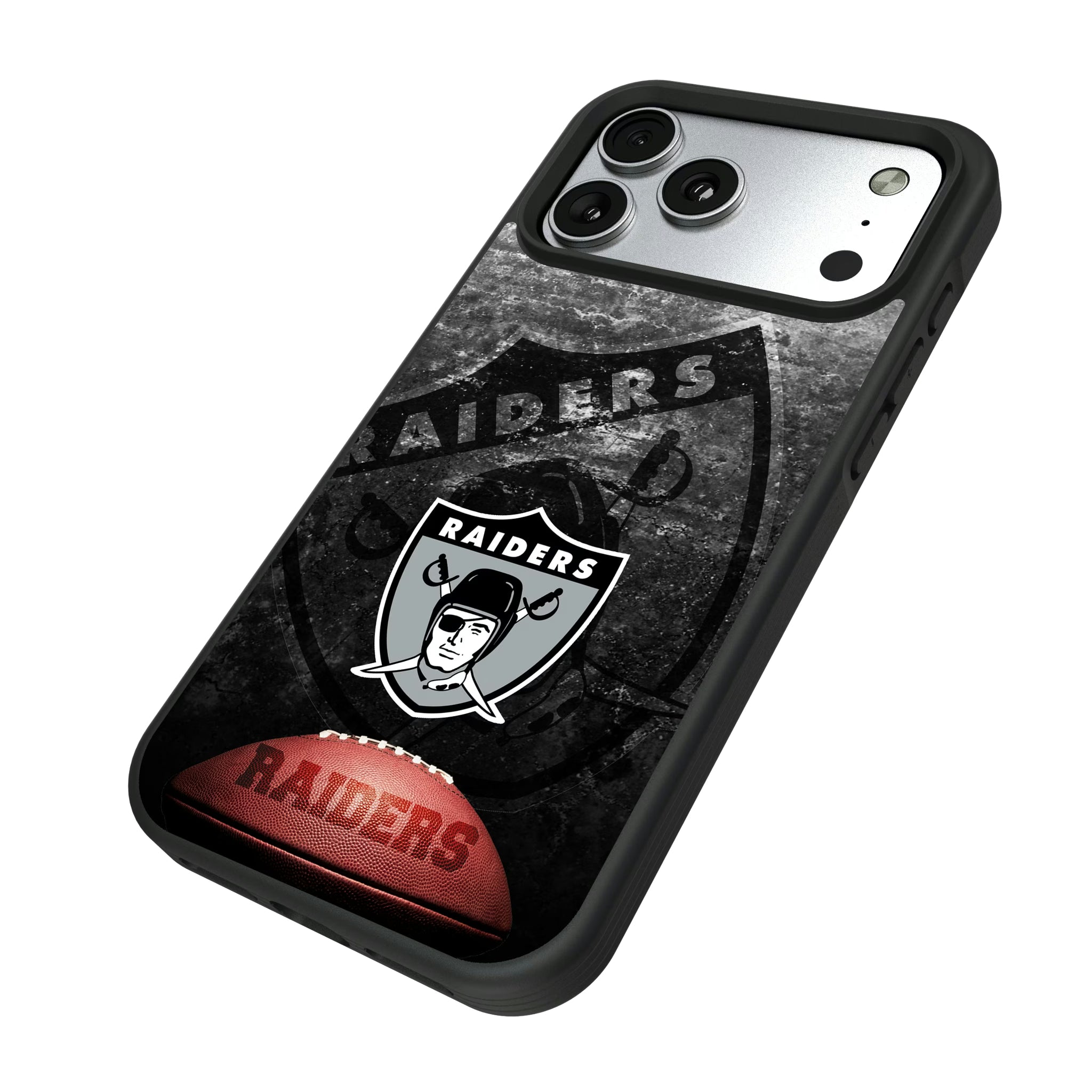 Oakland Raiders 1963 Historic Collection Legendary iPhone Bump Phone Case for Apple iPhone - Isometric View#Device_iPhone 17 Pro Max