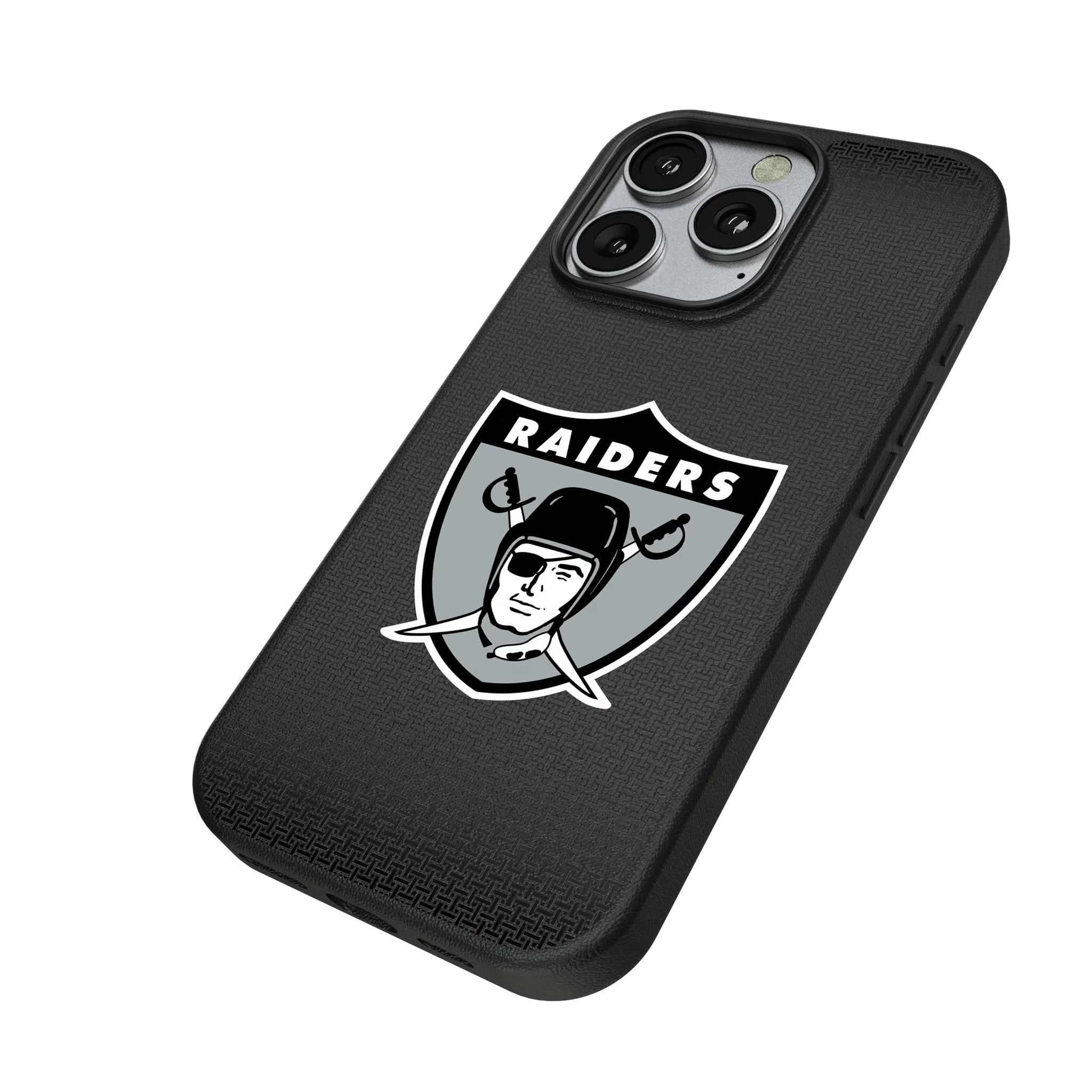 Oakland Raiders 1963 Historic Collection Linen iPhone MagSafe Compatible Phone Case for Apple iPhone - Isometric View