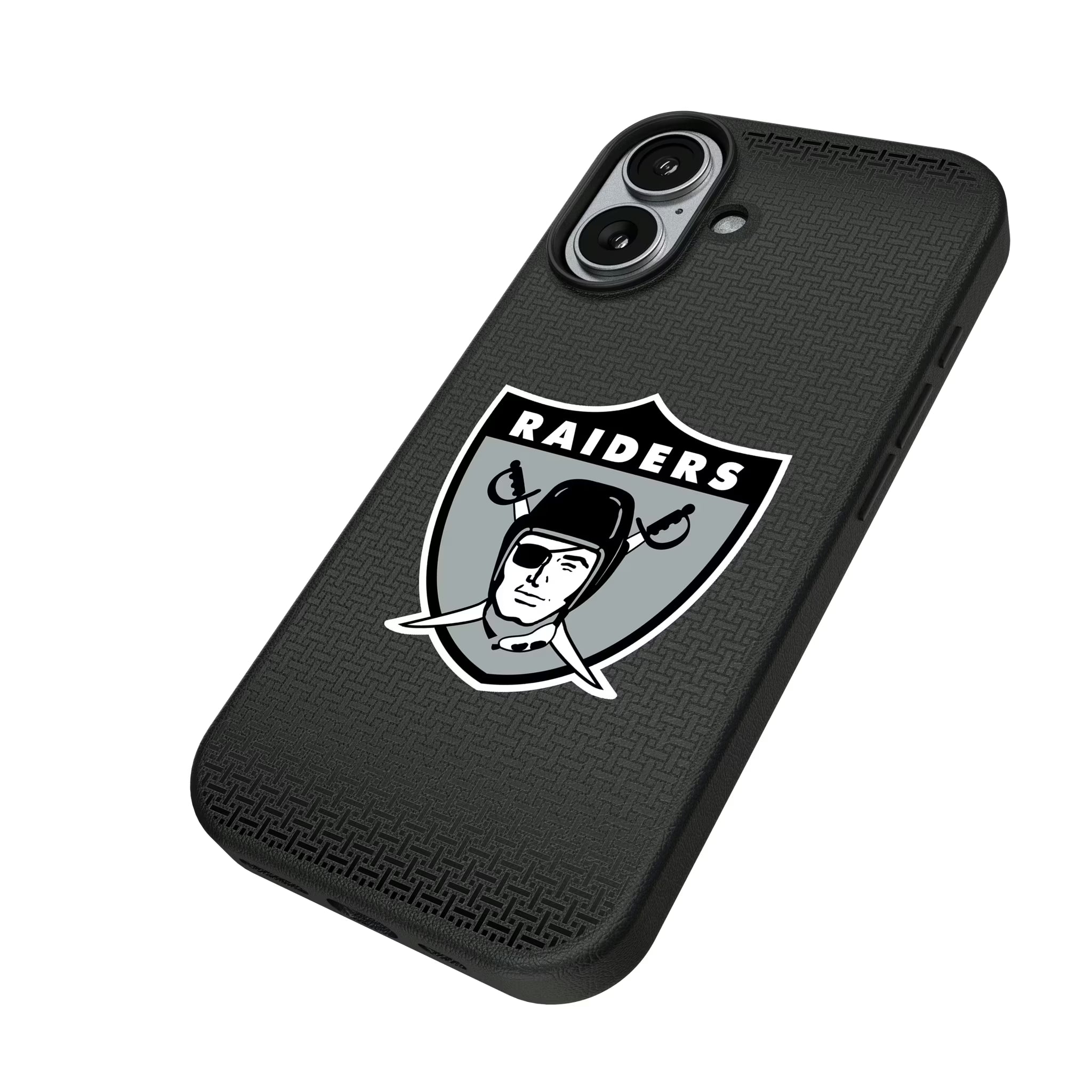 Oakland Raiders 1963 Historic Collection Linen iPhone MagSafe Compatible Phone Case for Apple iPhone - Isometric View#Device_iPhone 17