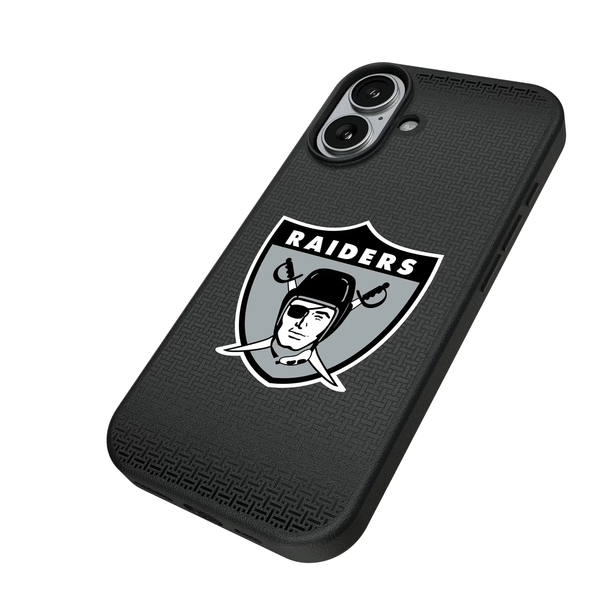 Oakland Raiders 1963 Historic Collection Linen iPhone MagSafe Compatible Phone Case for Apple iPhone - Isometric View#Device_iPhone 17