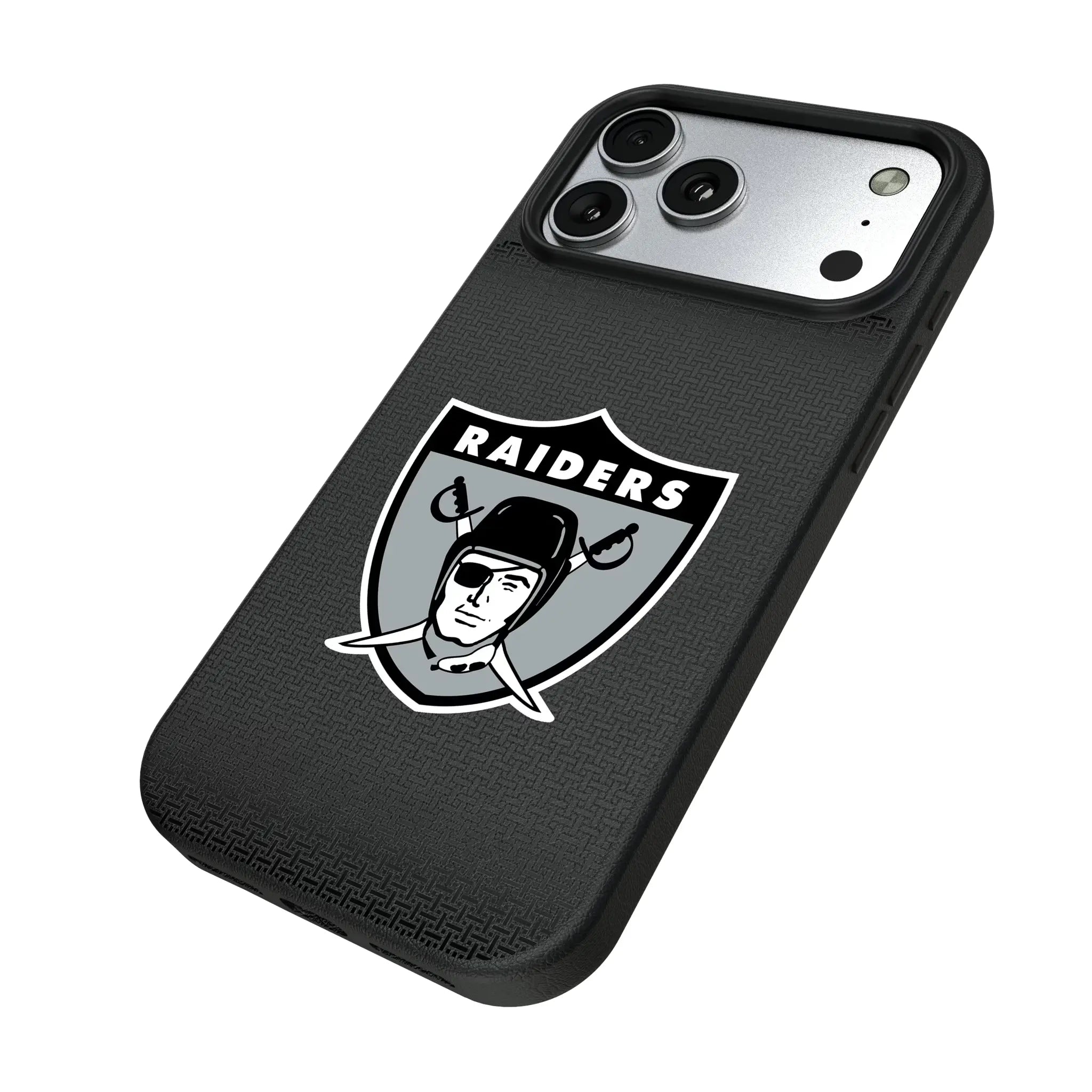 Oakland Raiders 1963 Historic Collection Linen iPhone MagSafe Compatible Phone Case for Apple iPhone - Isometric View#Device_iPhone 17 Pro Max
