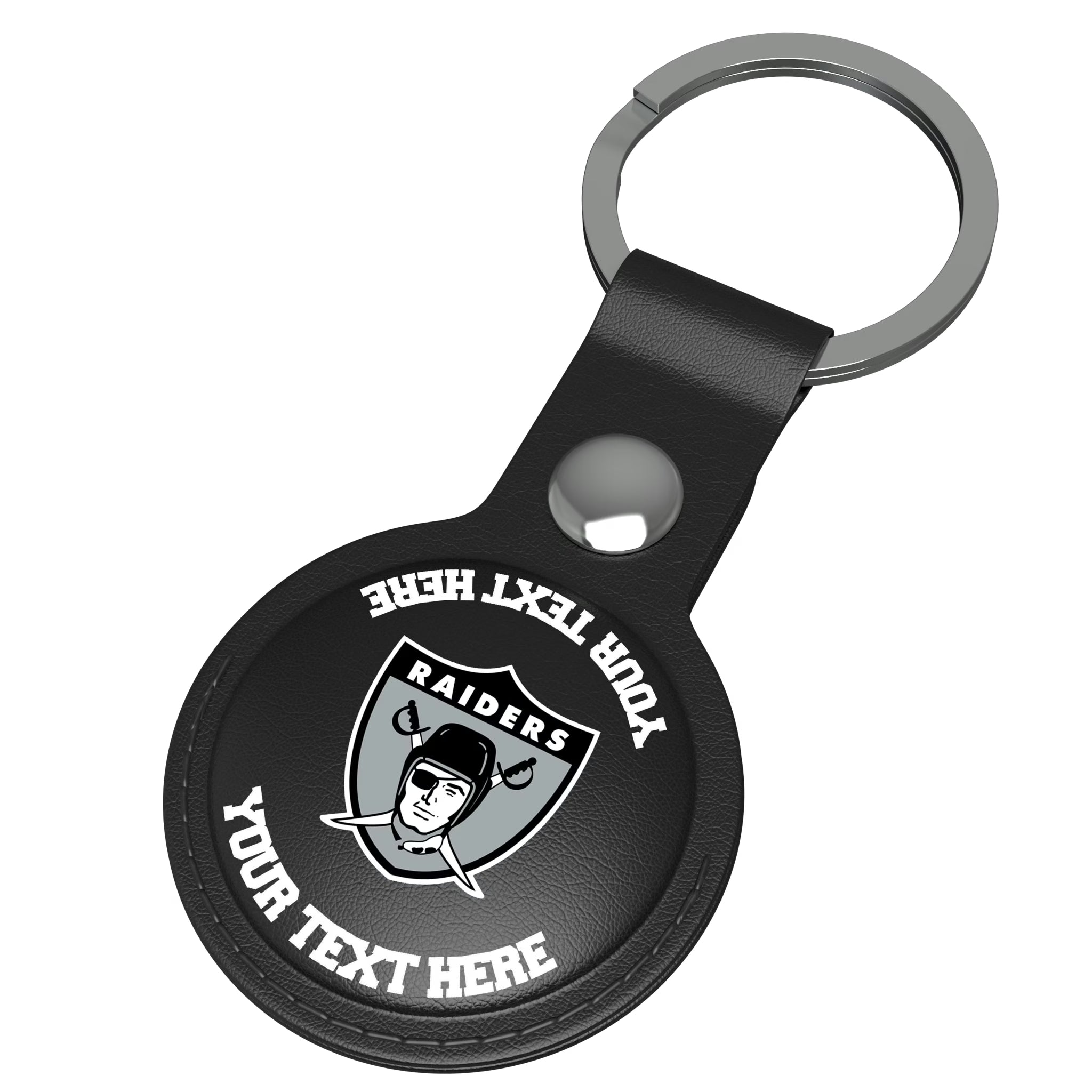 Oakland Raiders 1963 Historic Collection Personalized Insignia AirTag Black Airtag Holder - Isometric View
