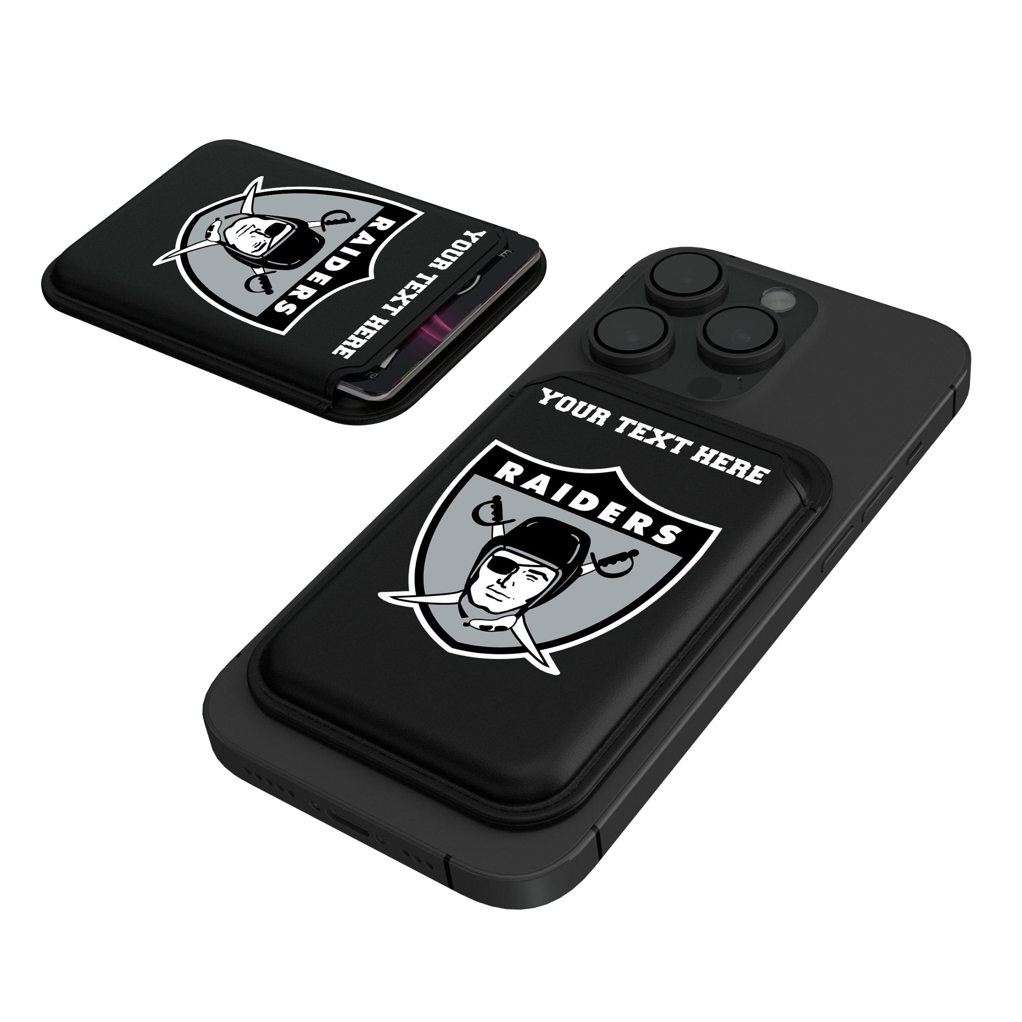 Oakland Raiders 1963 Historic Collection Personalized Insignia Black Magnetic Credit Card Wallet