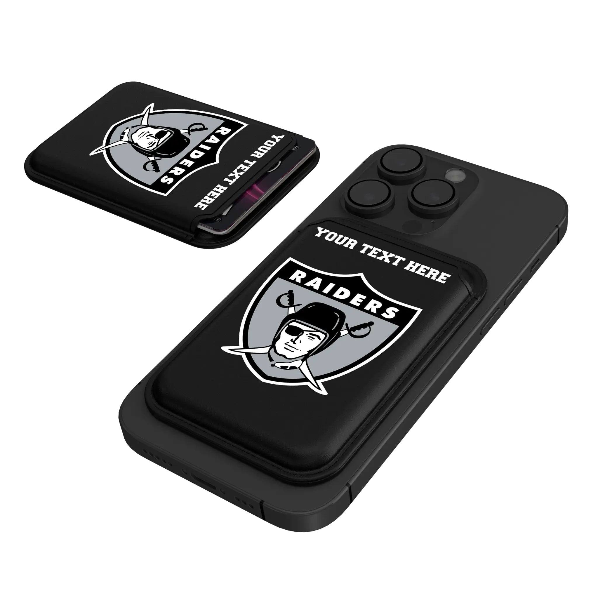 Oakland Raiders 1963 Historic Collection Personalized Insignia Black Magnetic Credit Card Wallet