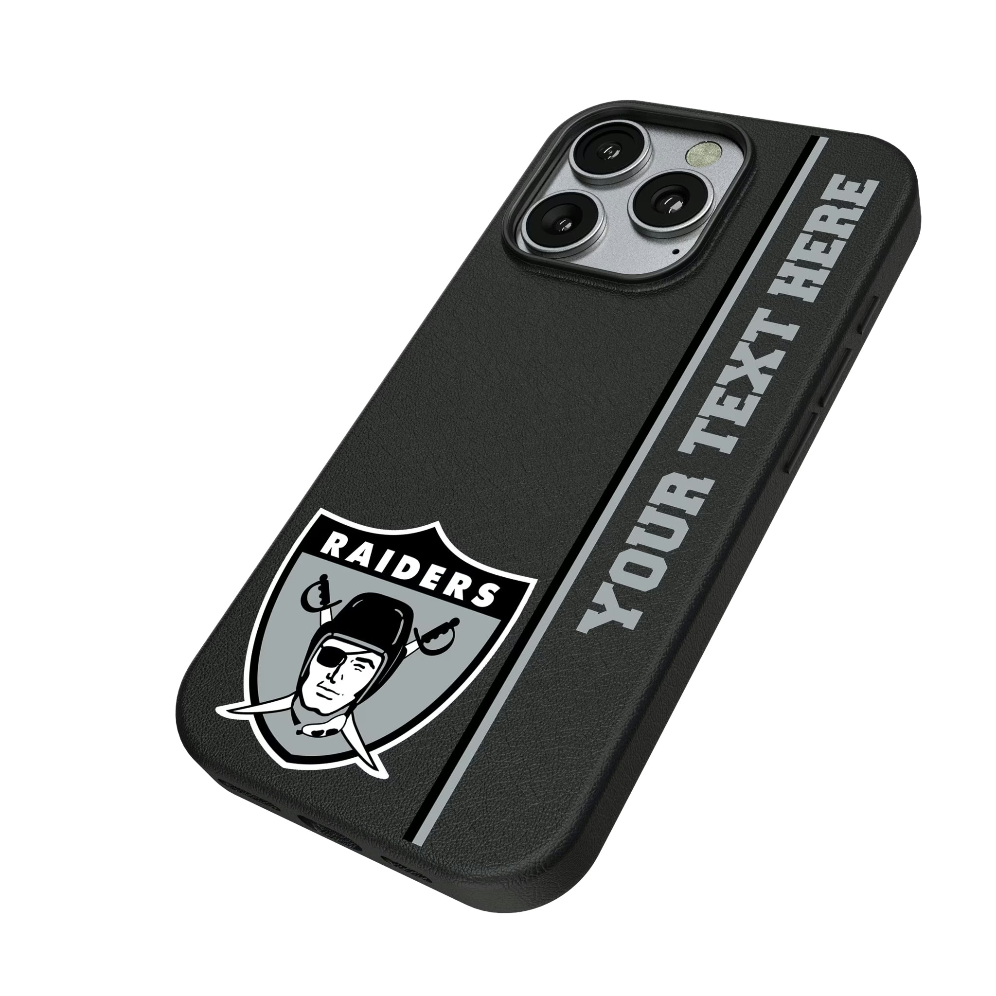 Oakland Raiders 1963 Historic Collection Personalized Sidebard iPhone MagSafe Compatible Phone Case for Apple iPhone - Isometric View