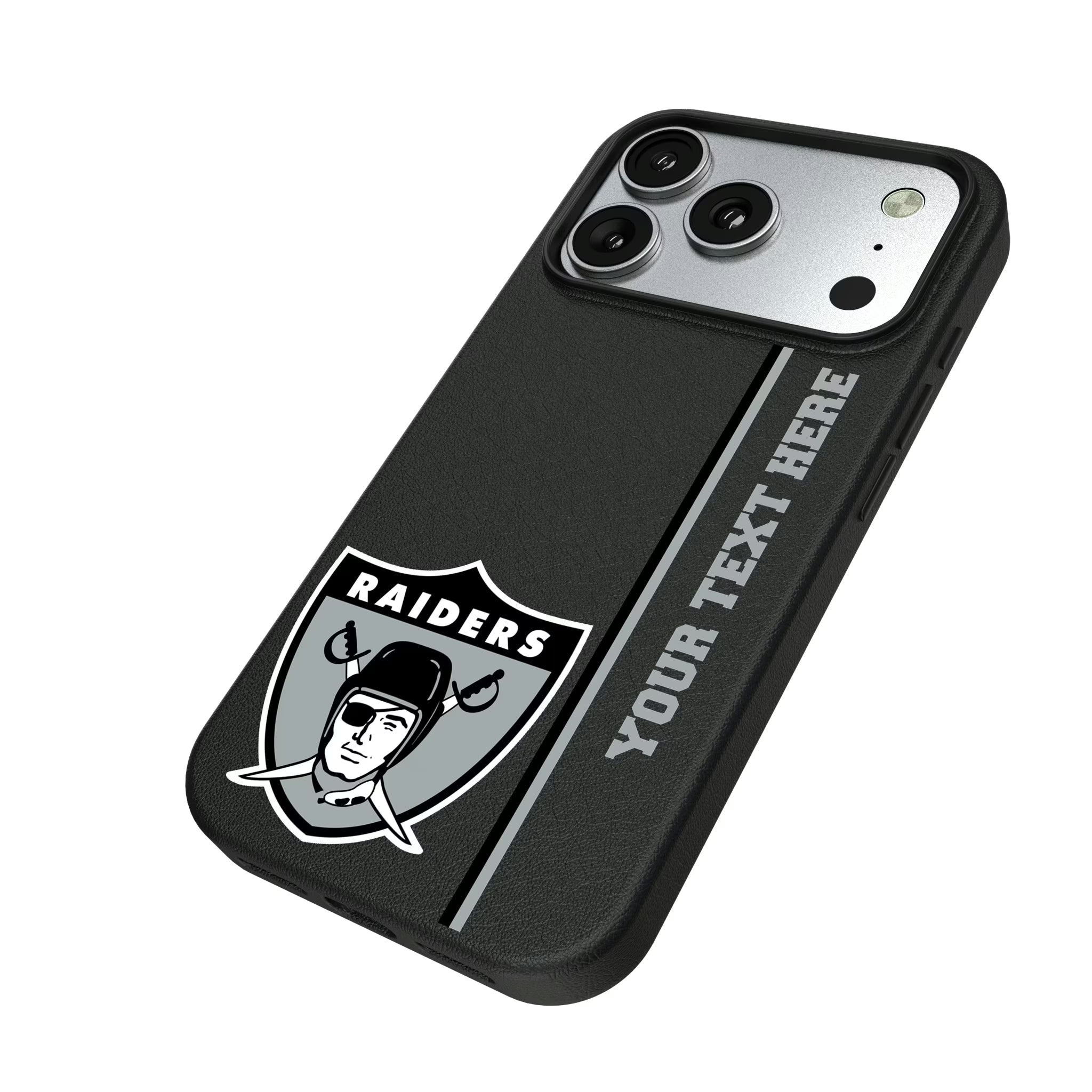 Oakland Raiders 1963 Historic Collection Personalized Sidebard iPhone MagSafe Compatible Phone Case for Apple iPhone - Isometric View#Device_iPhone 17 Pro