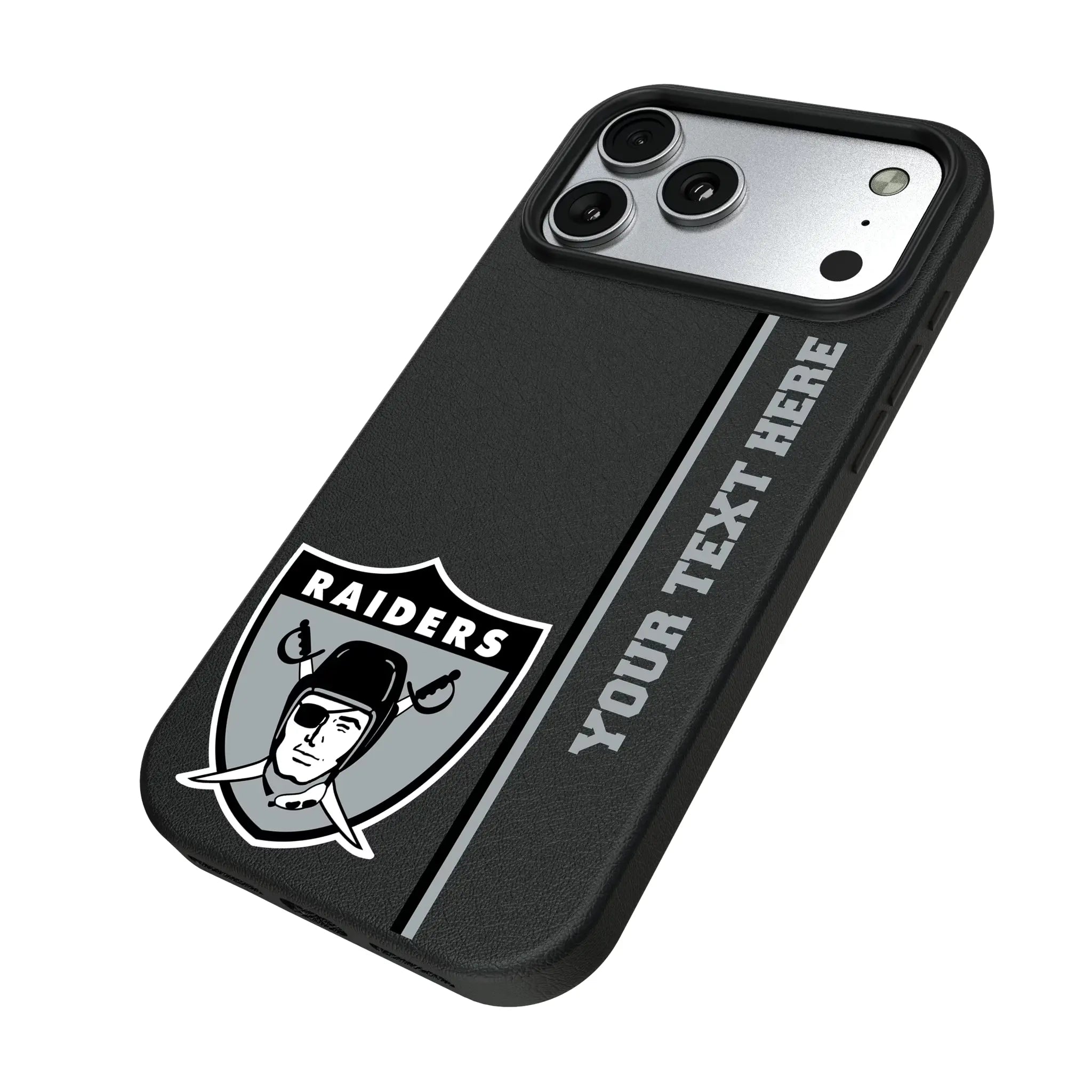 Oakland Raiders 1963 Historic Collection Personalized Sidebard iPhone MagSafe Compatible Phone Case for Apple iPhone - Isometric View#Device_iPhone 17 Pro Max