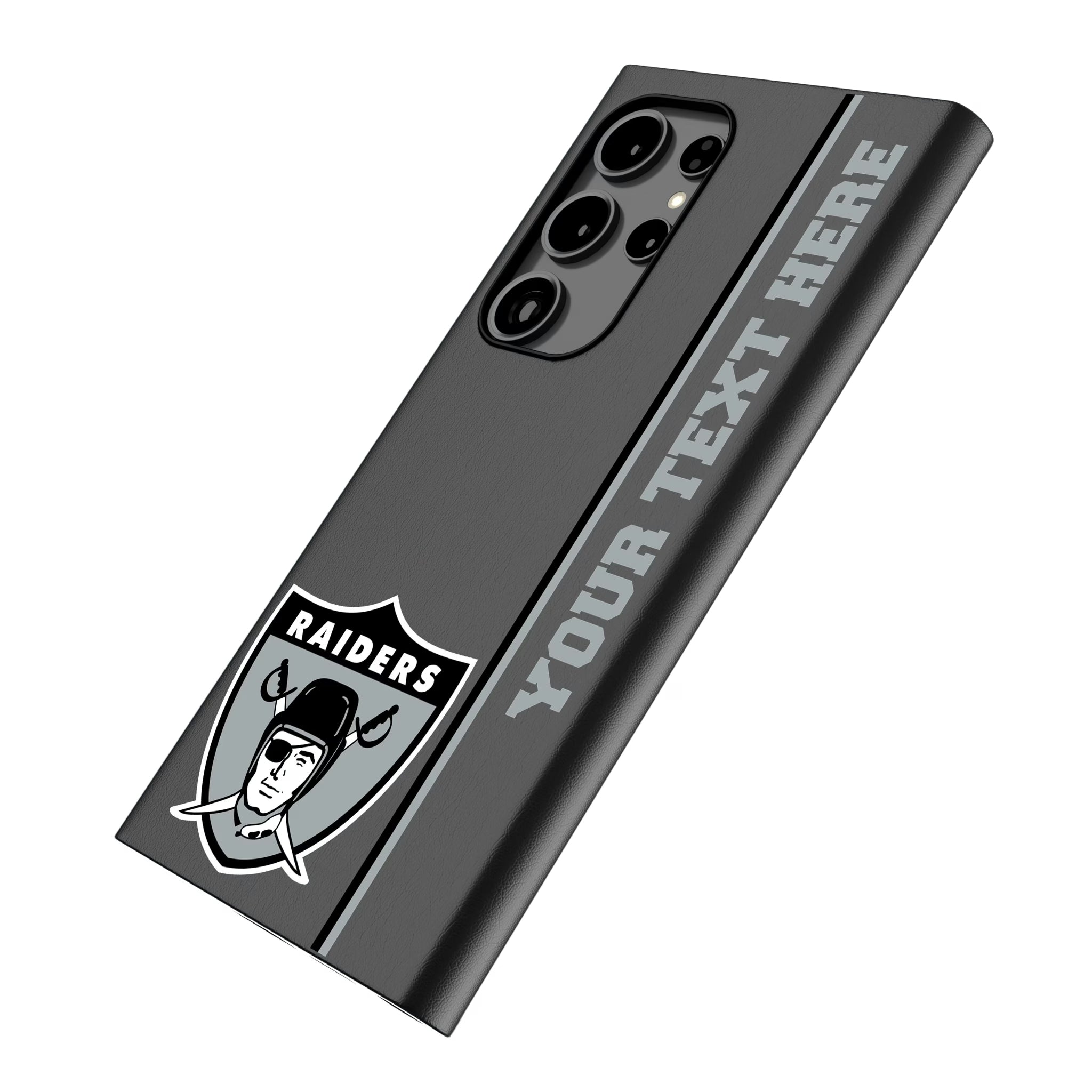 Oakland Raiders 1963 Historic Collection Personalized Sidebard Galaxy MagSafe Compatible Phone Case for Samsung Galaxy - Isometric View