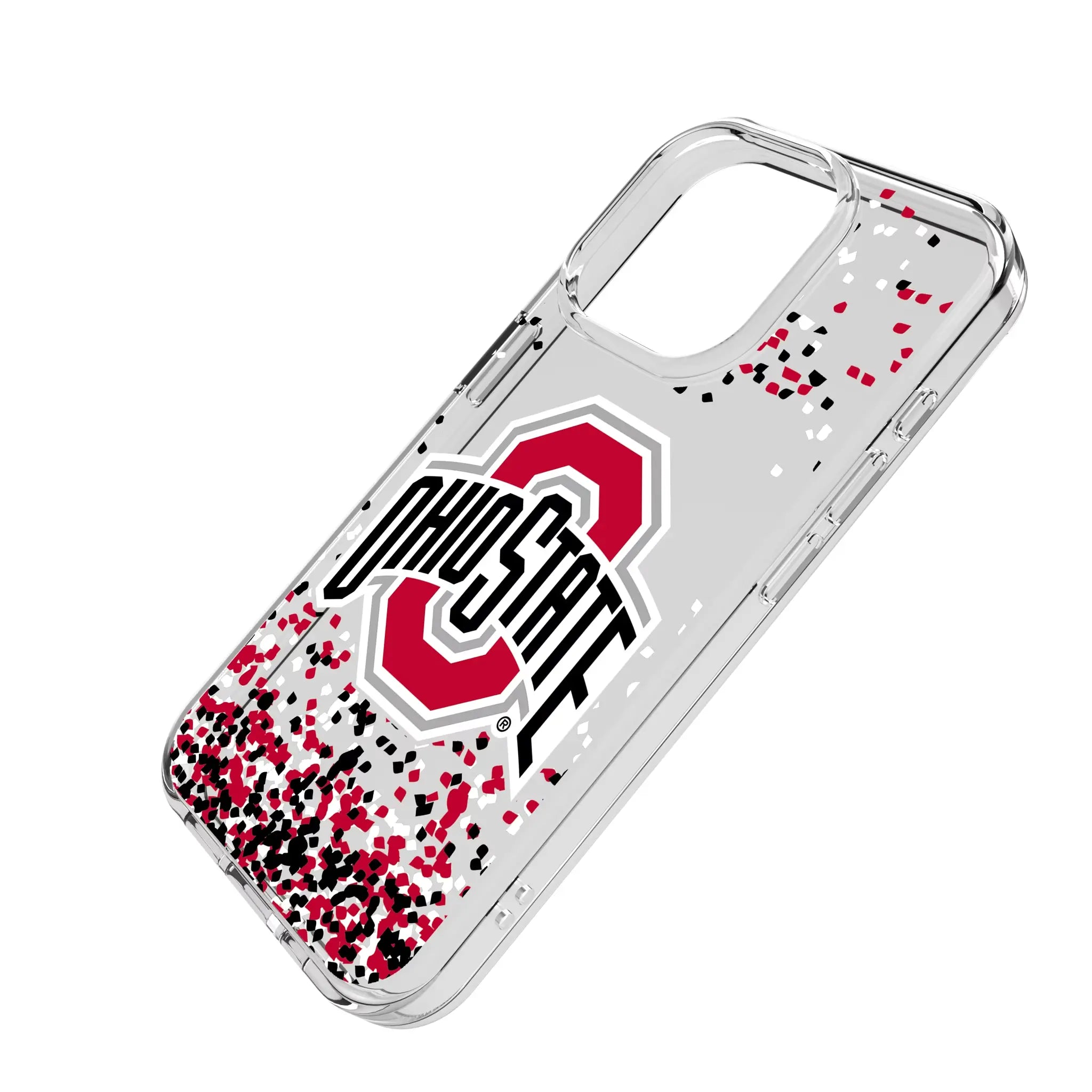 Ohio State University Buckeyes Confetti iPhone Clear Phone Case for Apple iPhone - Isometric View