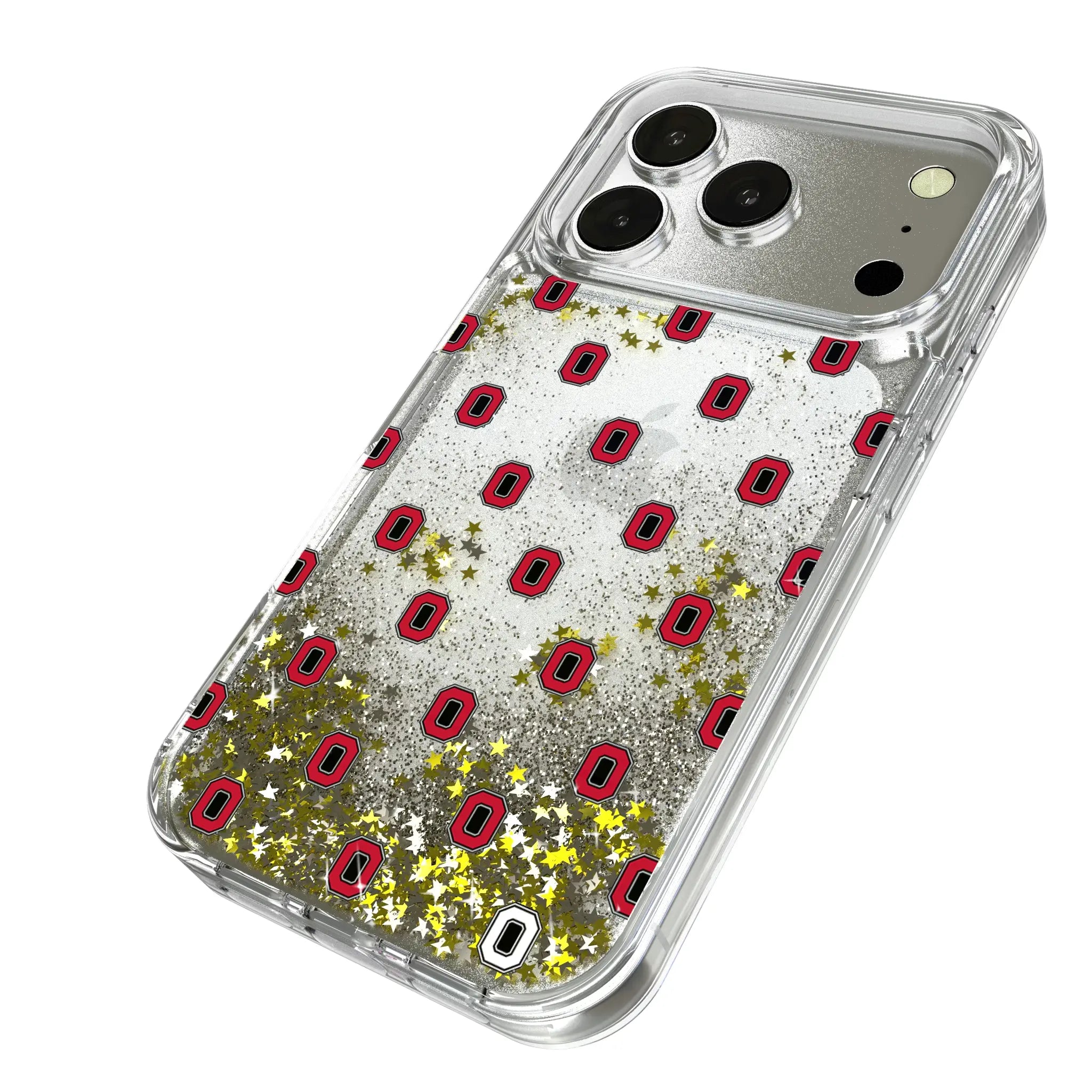 Ohio State University Buckeyes Fashion Pattern iPhone Glitter Phone Case for Apple iPhone - Isometric View