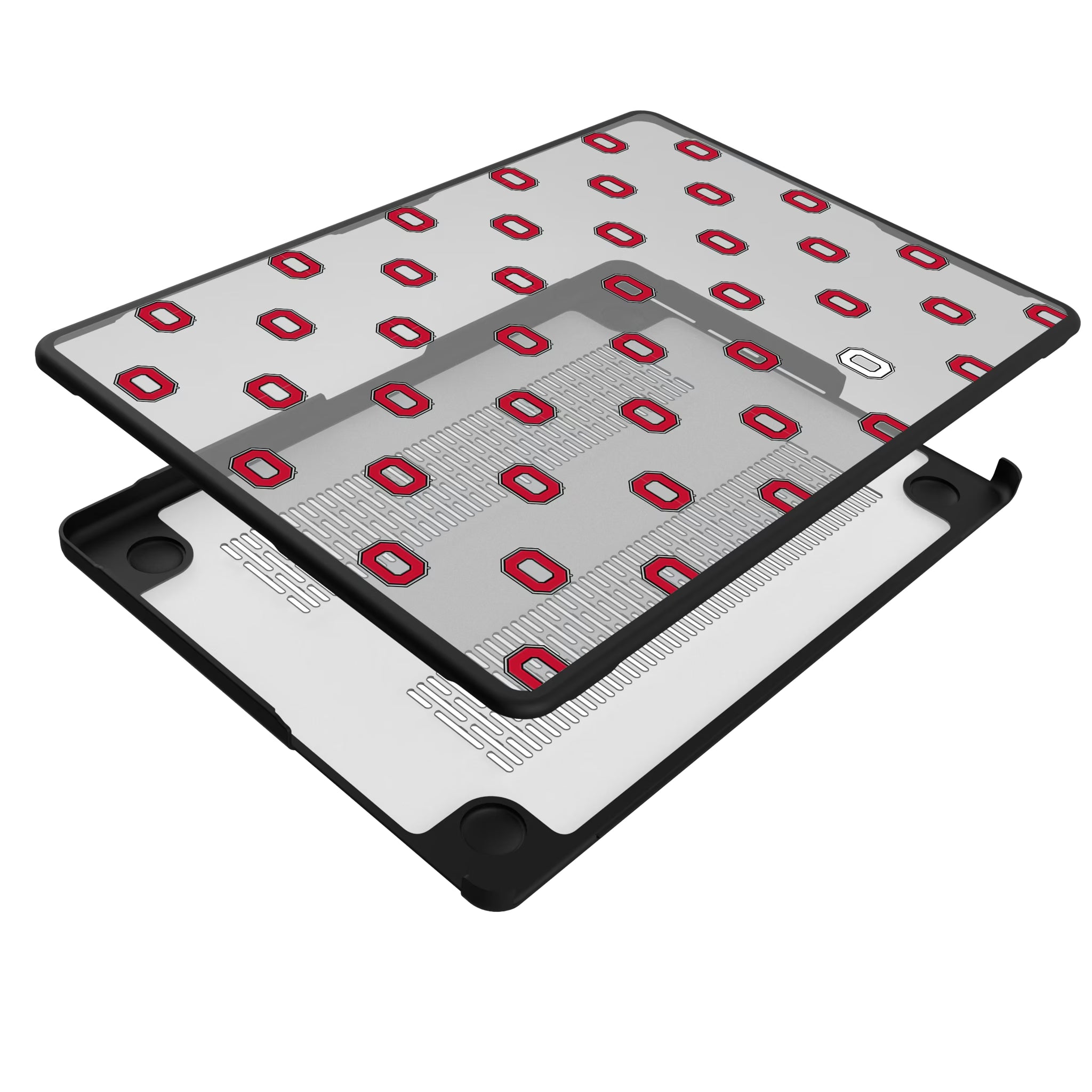 Ohio State University Buckeyes Fashion Pattern MacBook Laptop Case for Apple MacBook - Isometric View#Device_MacBook Pro (14-inch, 2021) / MacBook Pro (14-inch, 2023) / MacBook Pro (14-inch, 2024)