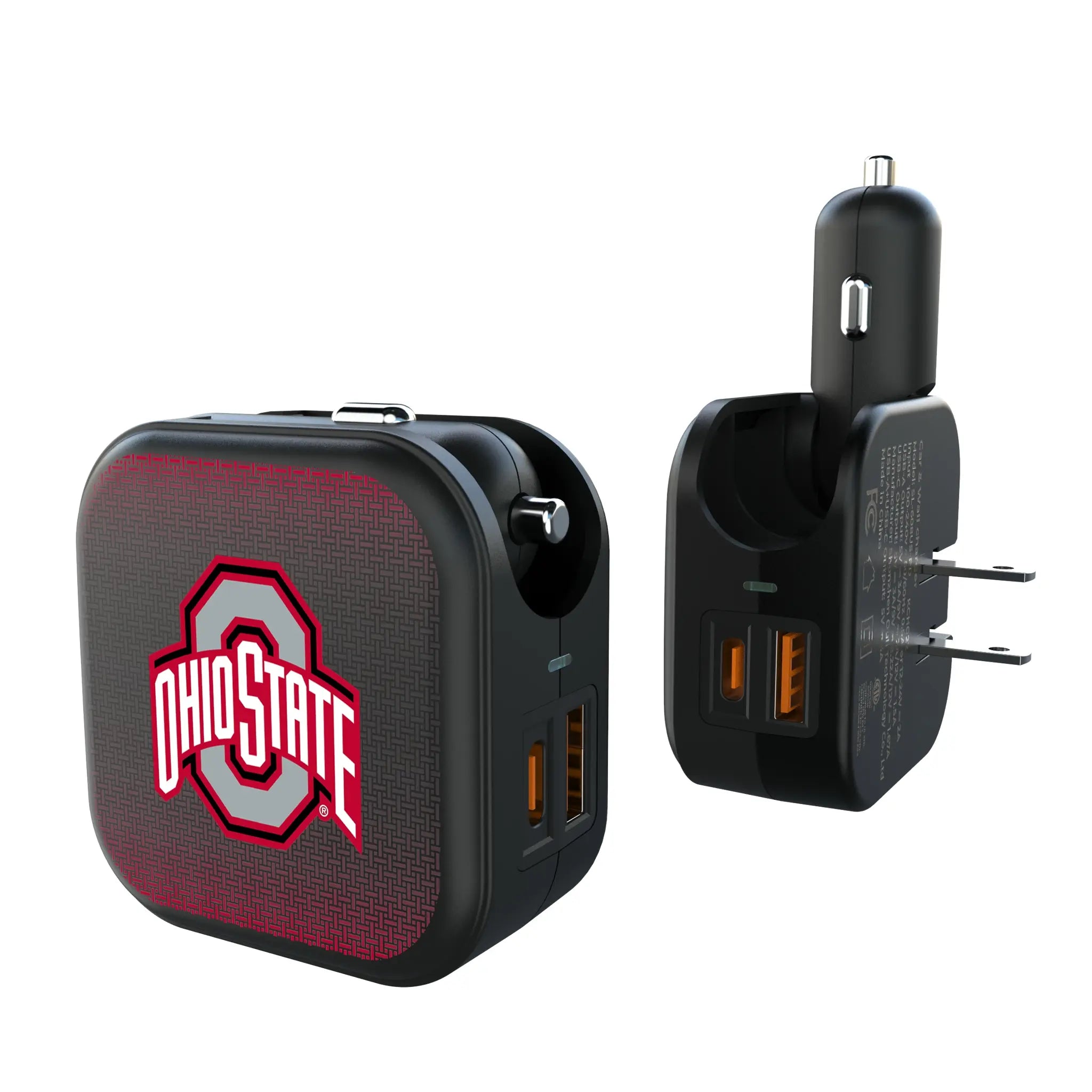 Ohio State University Buckeyes Linen 2 in 1 USB A/C Charger