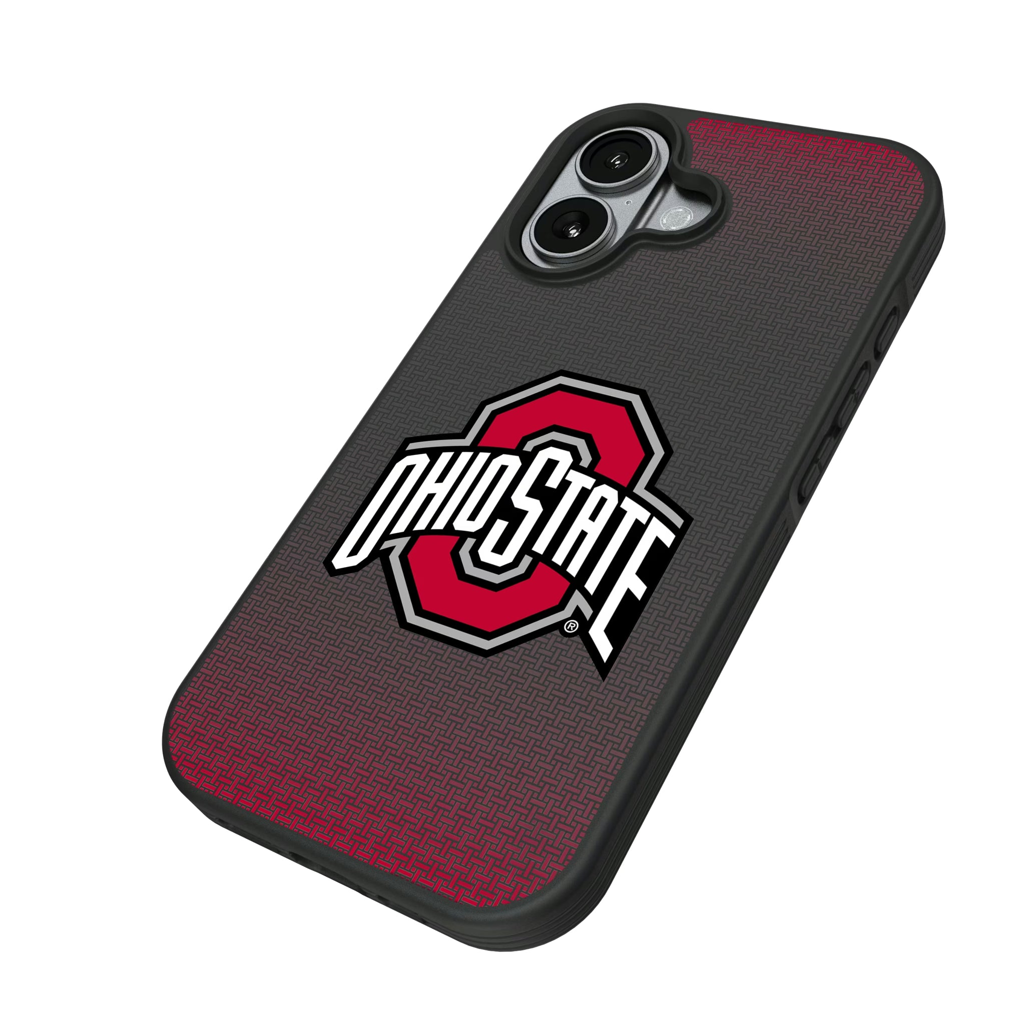 Ohio State University Buckeyes Linen iPhone Bump Phone Case for Apple iPhone - Isometric View#Device_iPhone 17