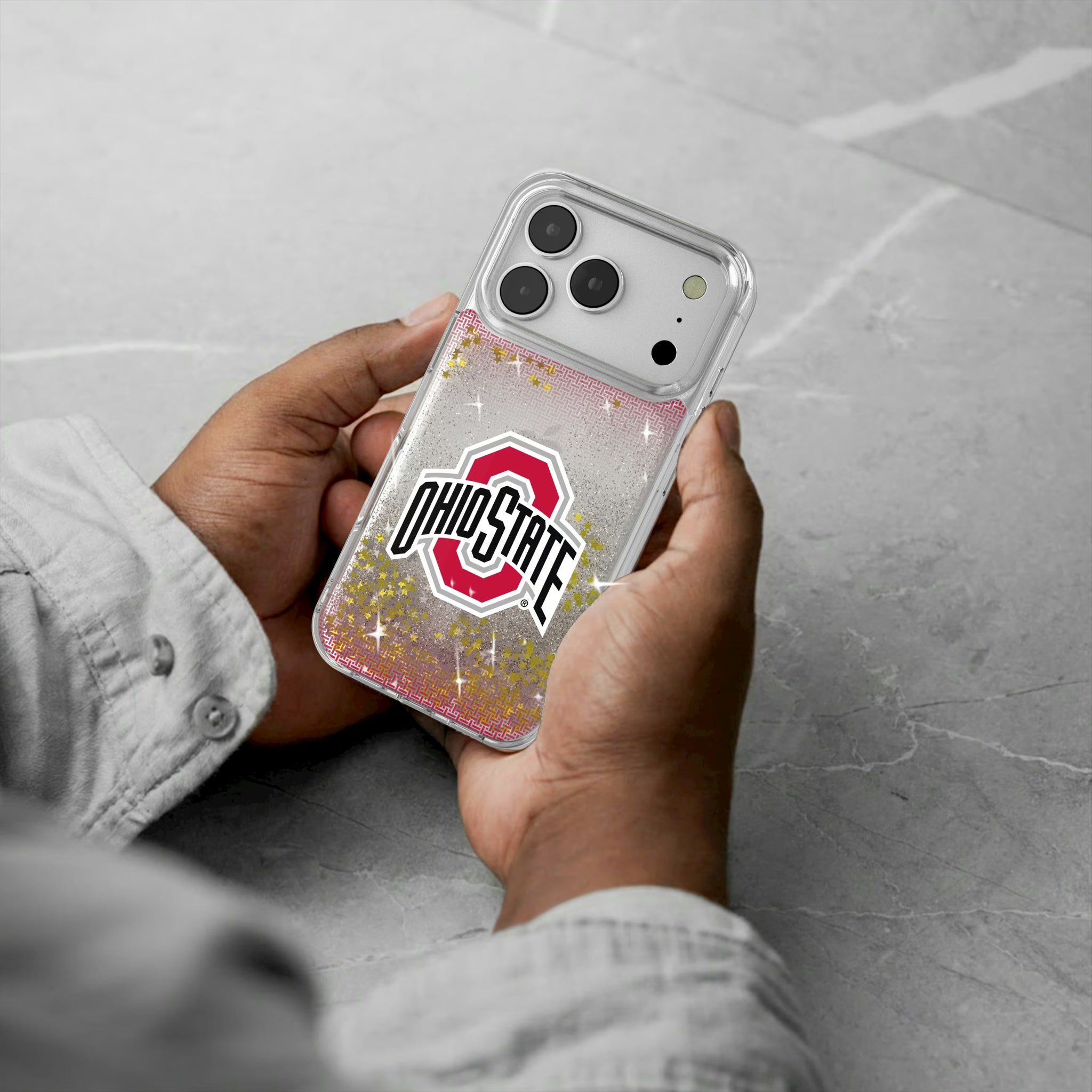 Ohio State University Buckeyes Linen iPhone Glitter Phone Case for Apple iPhone - Lifestyle