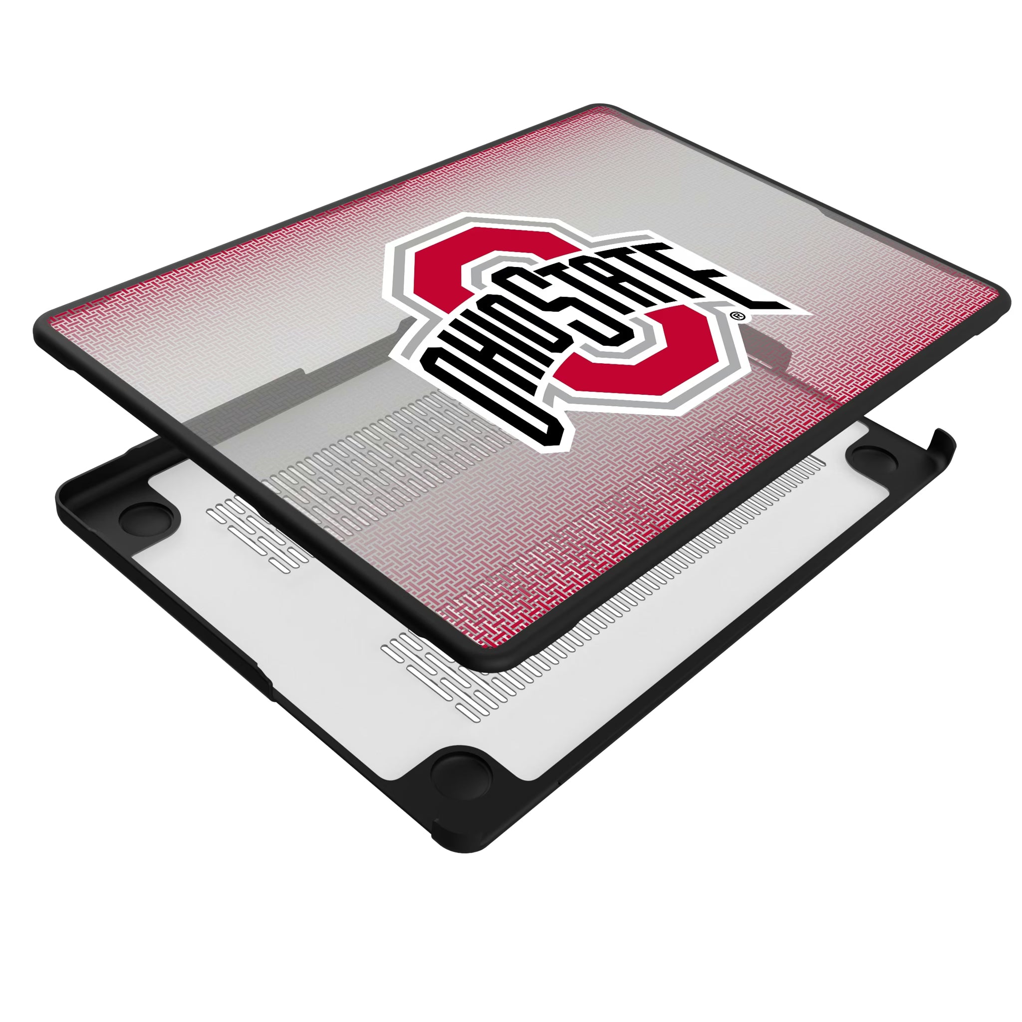 Ohio State University Buckeyes Linen MacBook Laptop Case for Apple MacBook - Isometric View#Device_MacBook Pro (14-inch, 2021) / MacBook Pro (14-inch, 2023) / MacBook Pro (14-inch, 2024)