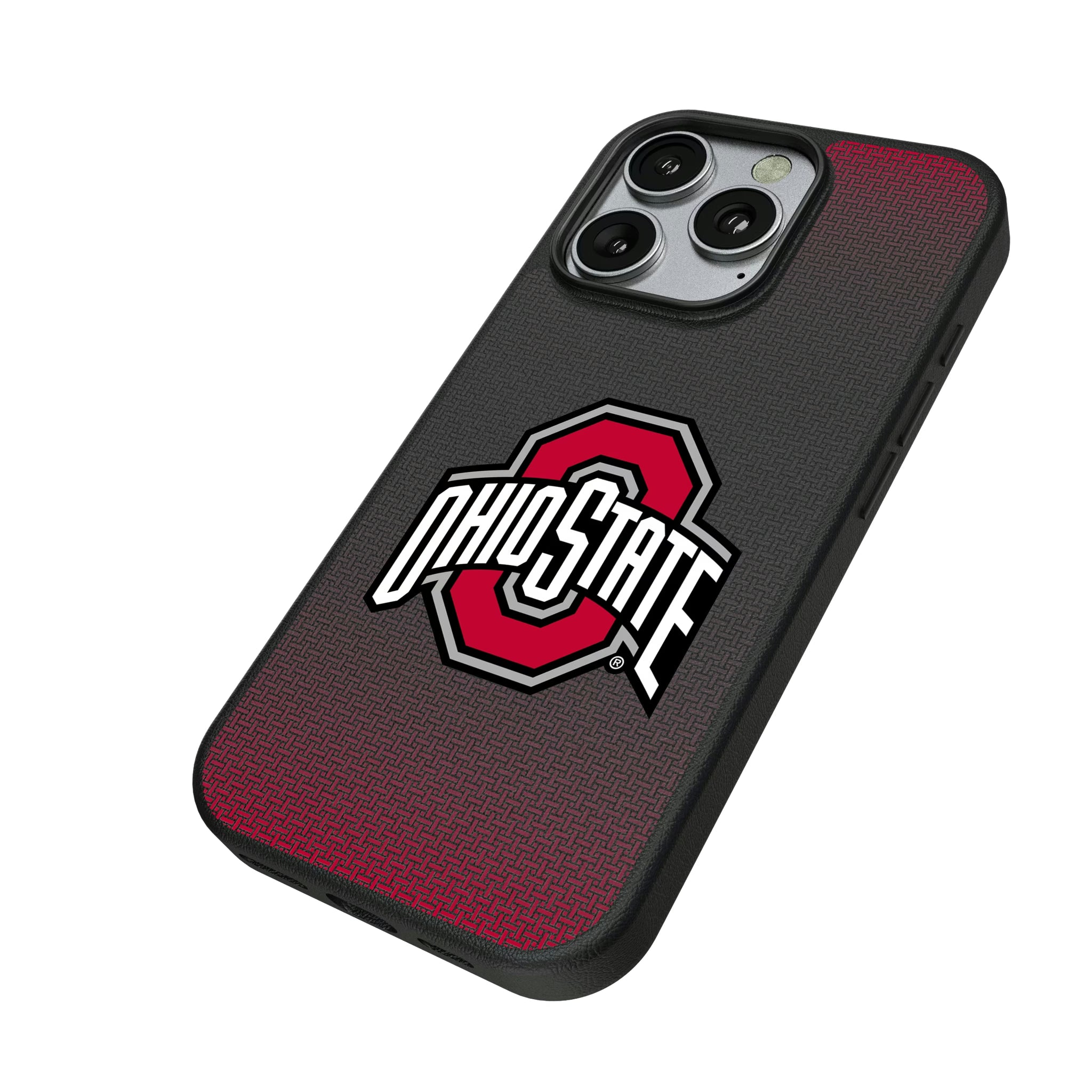 Ohio State University Buckeyes Linen iPhone MagSafe Compatible Phone Case for Apple iPhone - Isometric View