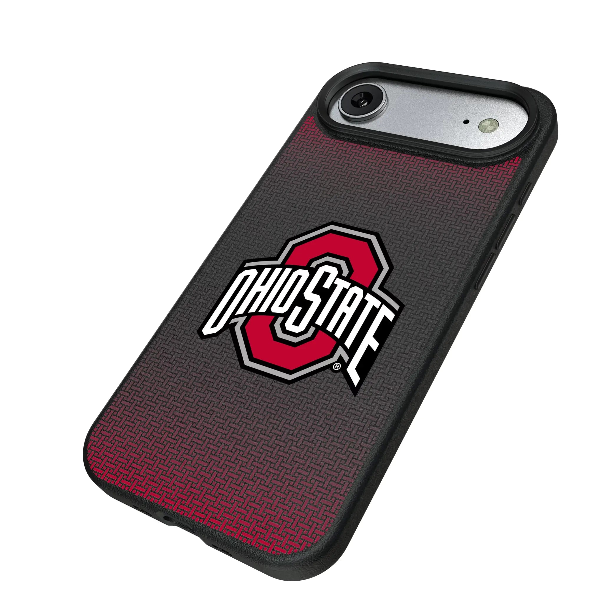 Ohio State University Buckeyes Linen iPhone MagSafe Compatible Phone Case for Apple iPhone - Isometric View#Device_iPhone Air