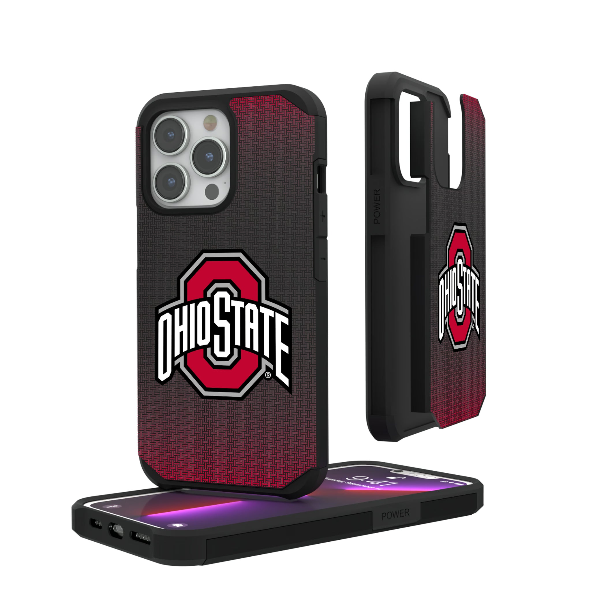 Ohio State University Buckeyes Linen iPhone Rugged Phone Case for Apple iPhone#Device_iPhone 13 Pro