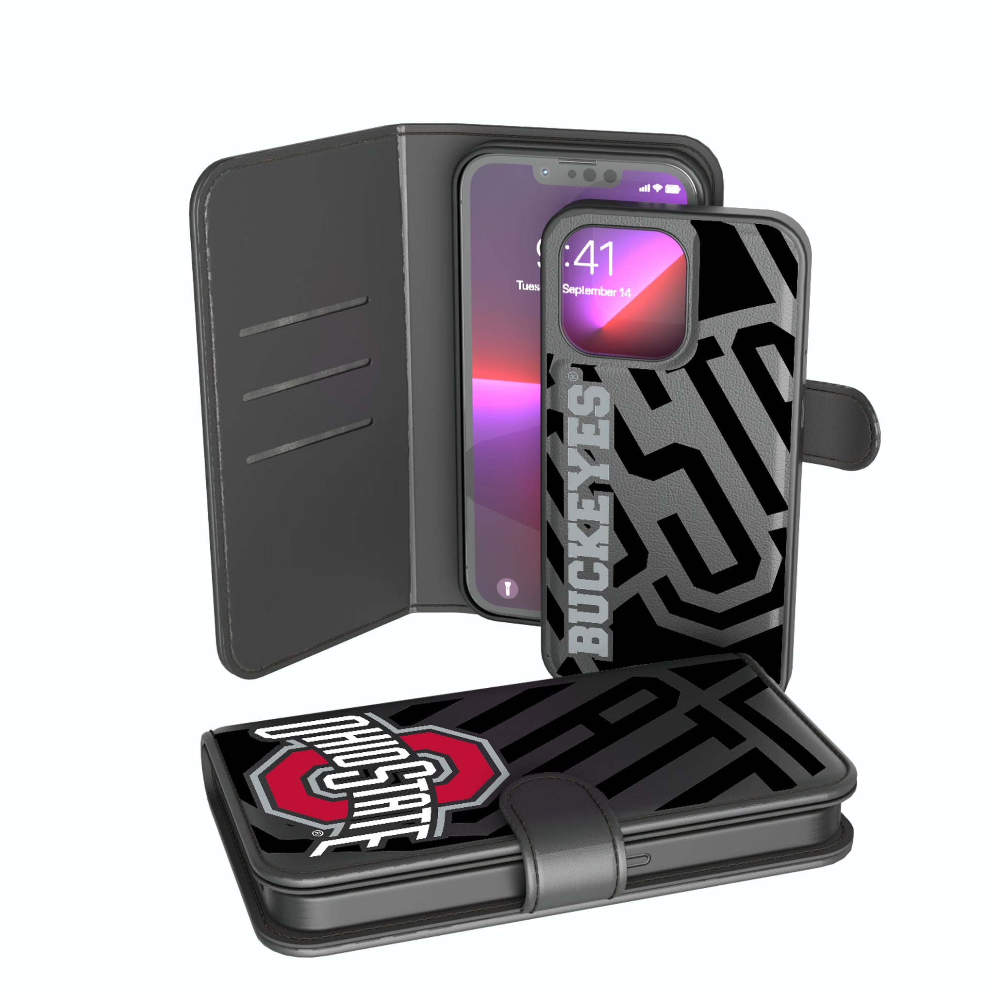 Ohio State University Buckeyes Monocolor Tilt iPhone Wallet Phone Case for Apple iPhone