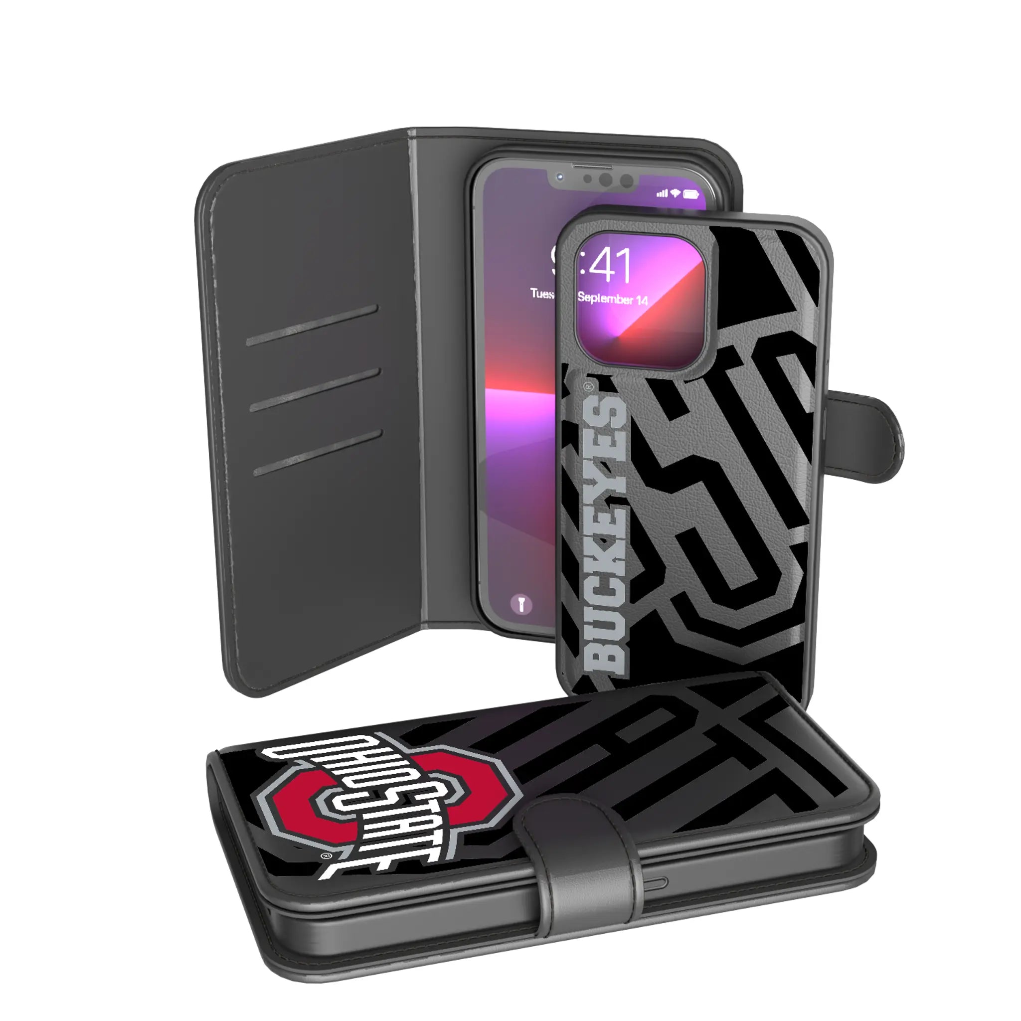 Ohio State University Buckeyes Monocolor Tilt iPhone Wallet Phone Case for Apple iPhone