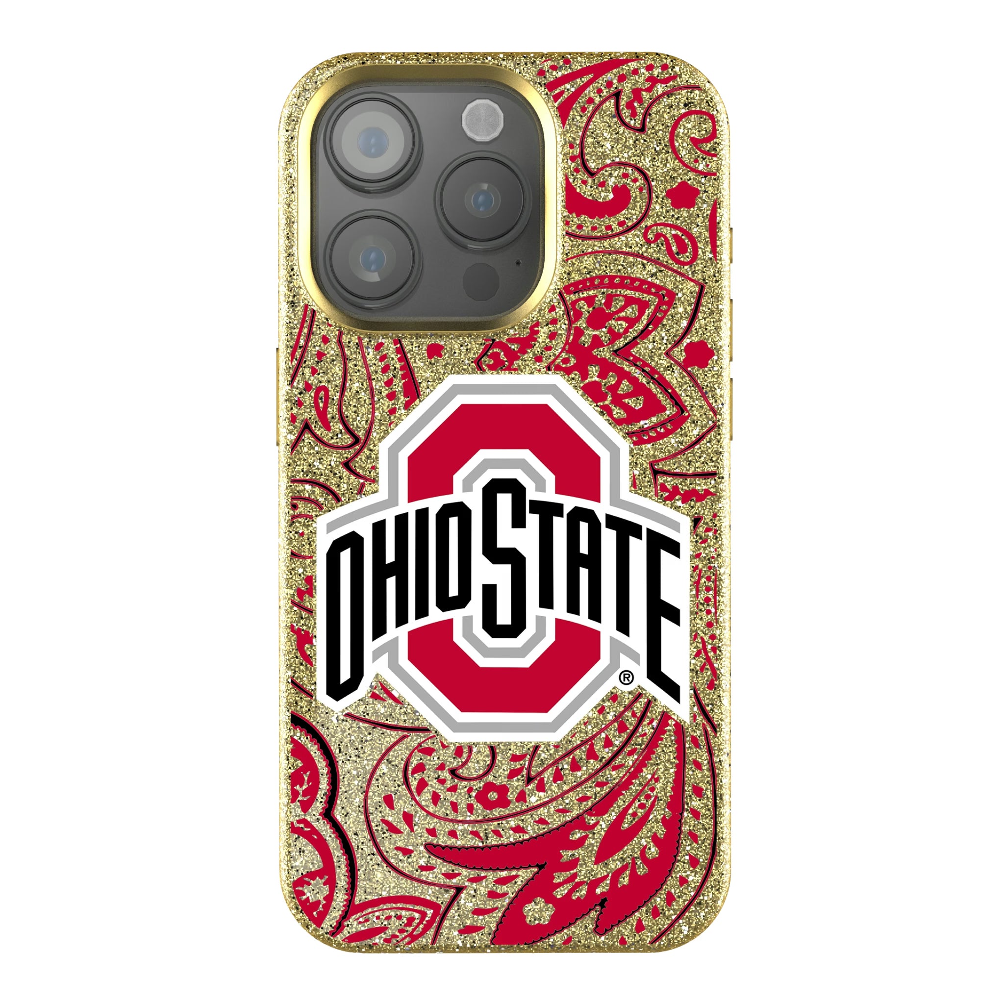 Ohio State University Buckeyes Paisley iPhone Bling Phone Case for Apple iPhone