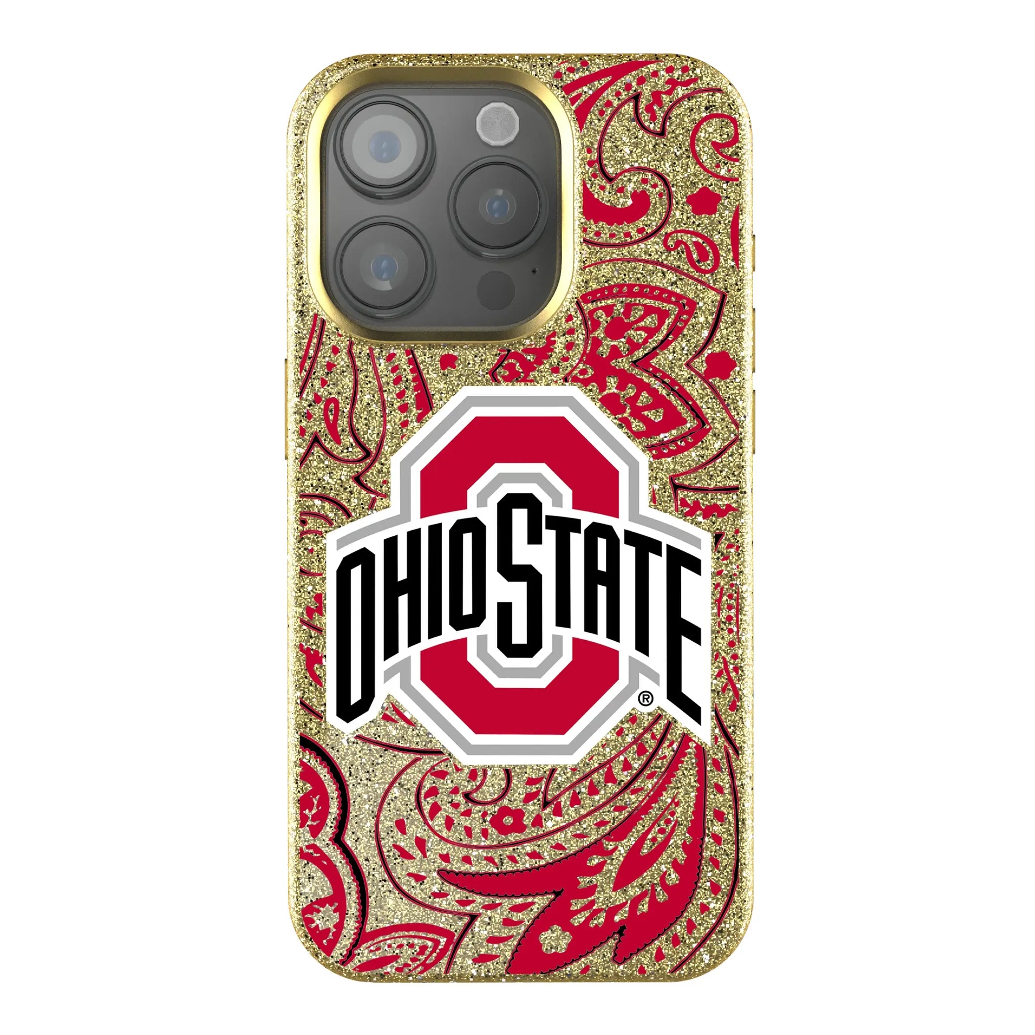 Ohio State University Buckeyes Paisley iPhone Bling Phone Case for Apple iPhone