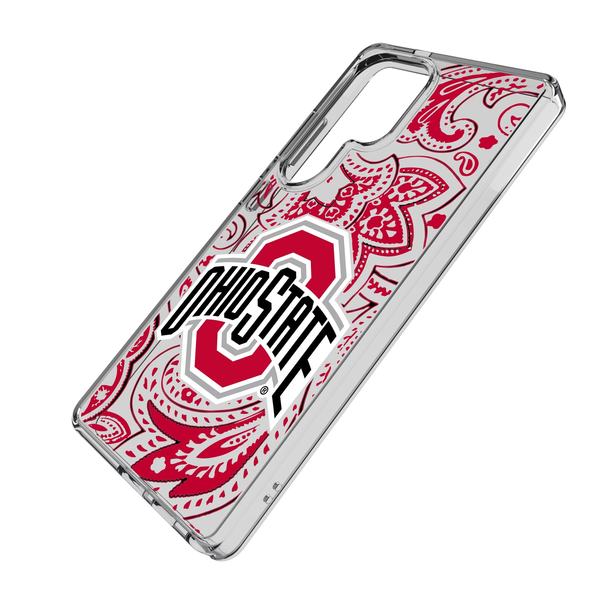 Ohio State University Buckeyes Paisley Galaxy Clear Phone Case for Samsung Galaxy - Isometric View