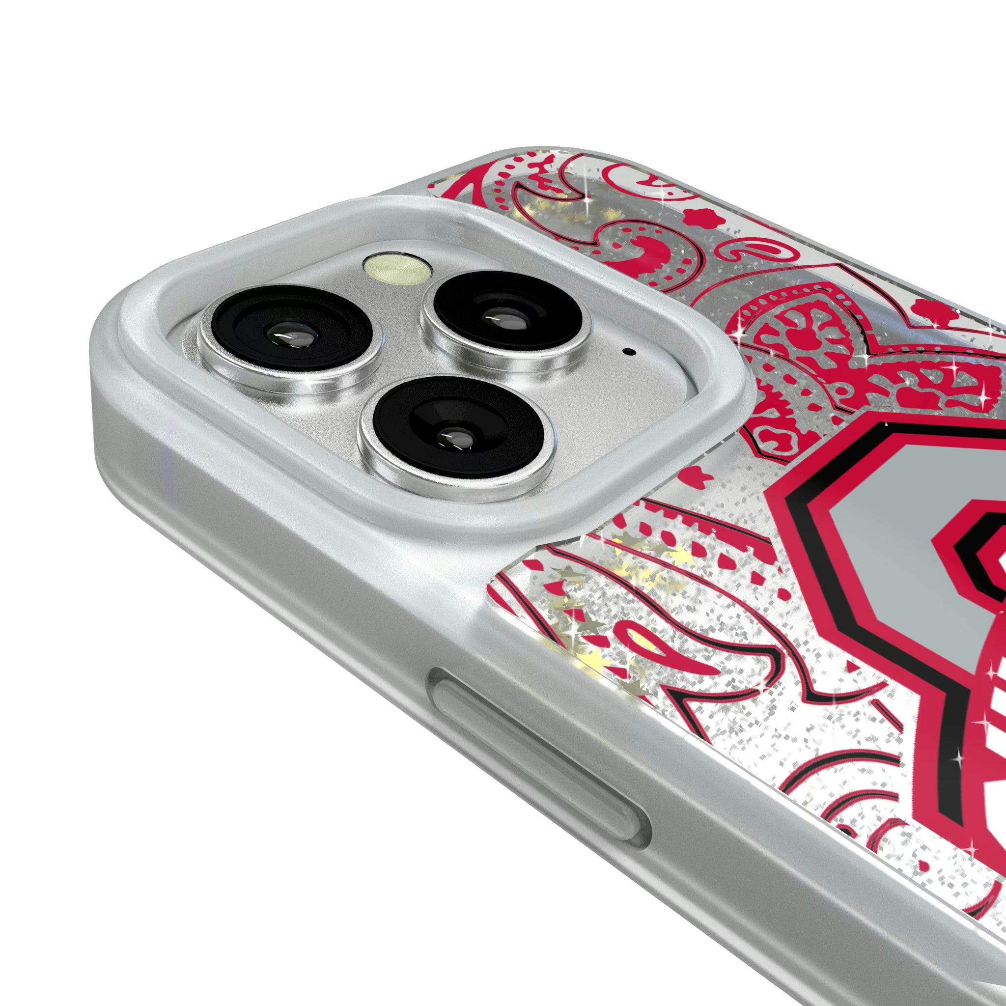 Ohio State University Buckeyes Paisley iPhone Glitter Phone Case for Apple iPhone - Detail#Device_iPhone 16 Pro