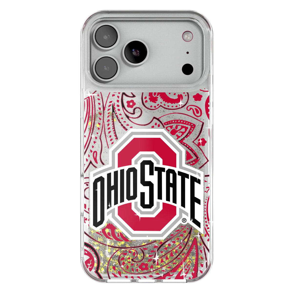 Ohio State University Buckeyes Paisley Glitter Phone Case for Apple iPhone