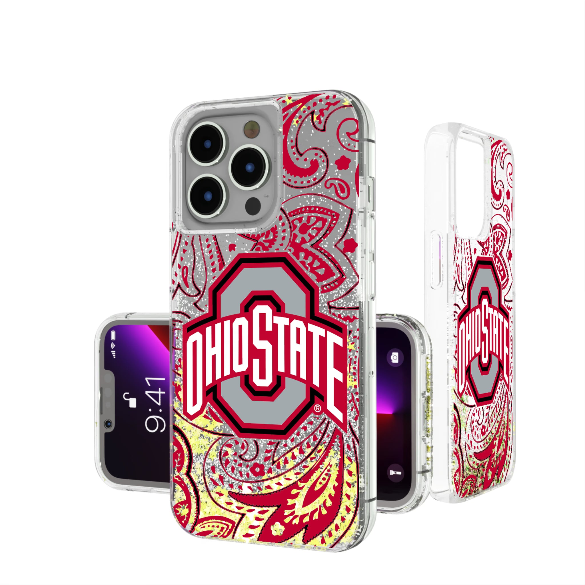 Ohio State University Buckeyes Paisley iPhone Glitter Phone Case for Apple iPhone