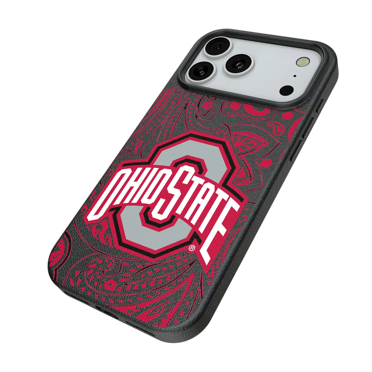 Ohio State University Buckeyes Paisley iPhone MagSafe Compatible Phone Case for Apple iPhone - Isometric View#Device_iPhone 18 Pro Max