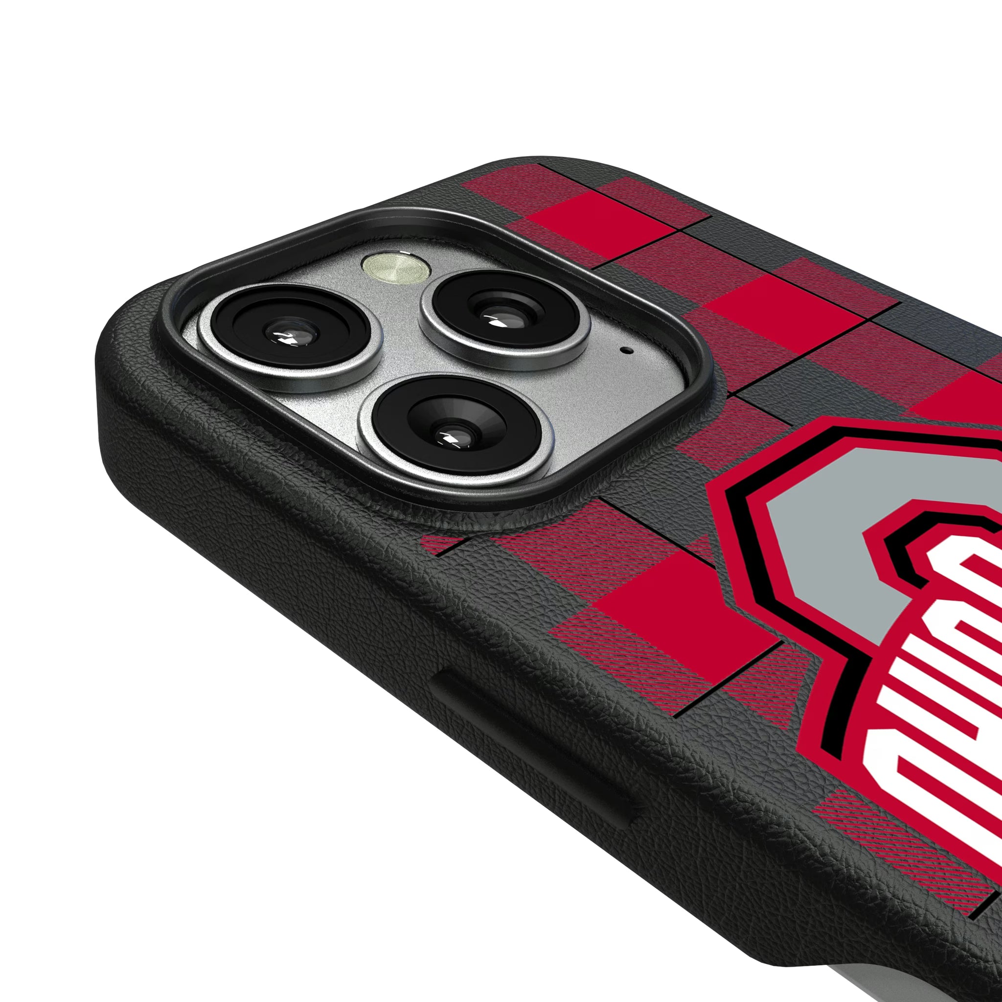 Ohio State University Buckeyes Plaid iPhone MagSafe Compatible Phone Case for Apple iPhone - Detail