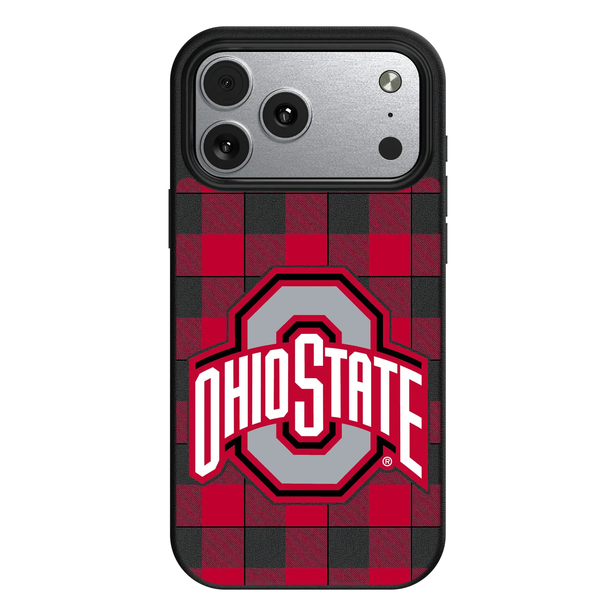 Ohio State University Buckeyes Plaid iPhone MagSafe Compatible Phone Case for Apple iPhone#Device_iPhone 17 Pro Max