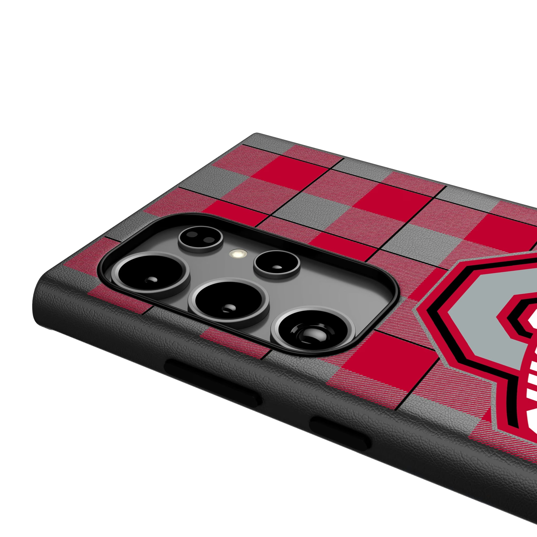 Ohio State University Buckeyes Plaid Galaxy MagSafe Compatible Phone Case for Samsung Galaxy - Detail