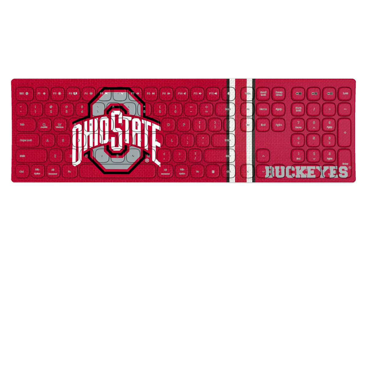 Ohio State University Buckeyes Stripe KKB605 Curved Wireless Keyboard