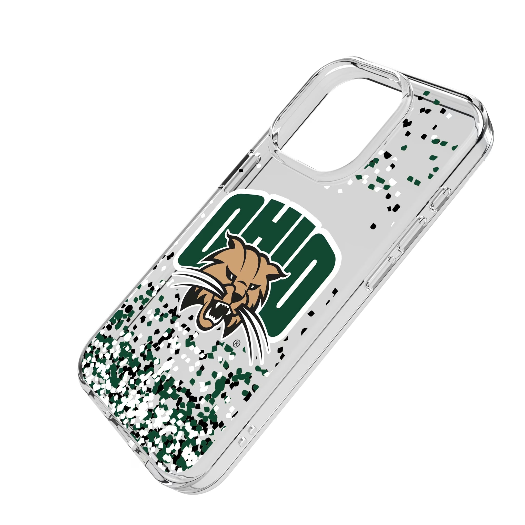 Ohio University Bobcats Confetti iPhone Clear Phone Case for Apple iPhone - Isometric View
