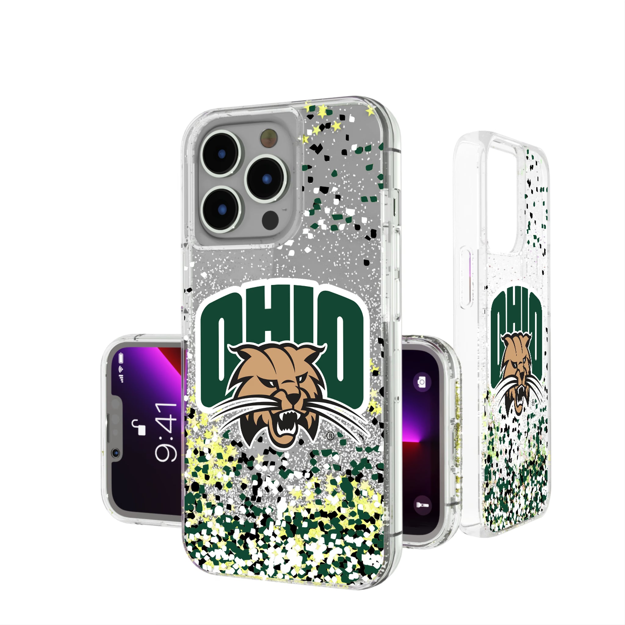 Ohio University Bobcats Confetti iPhone Glitter Phone Case for Apple iPhone