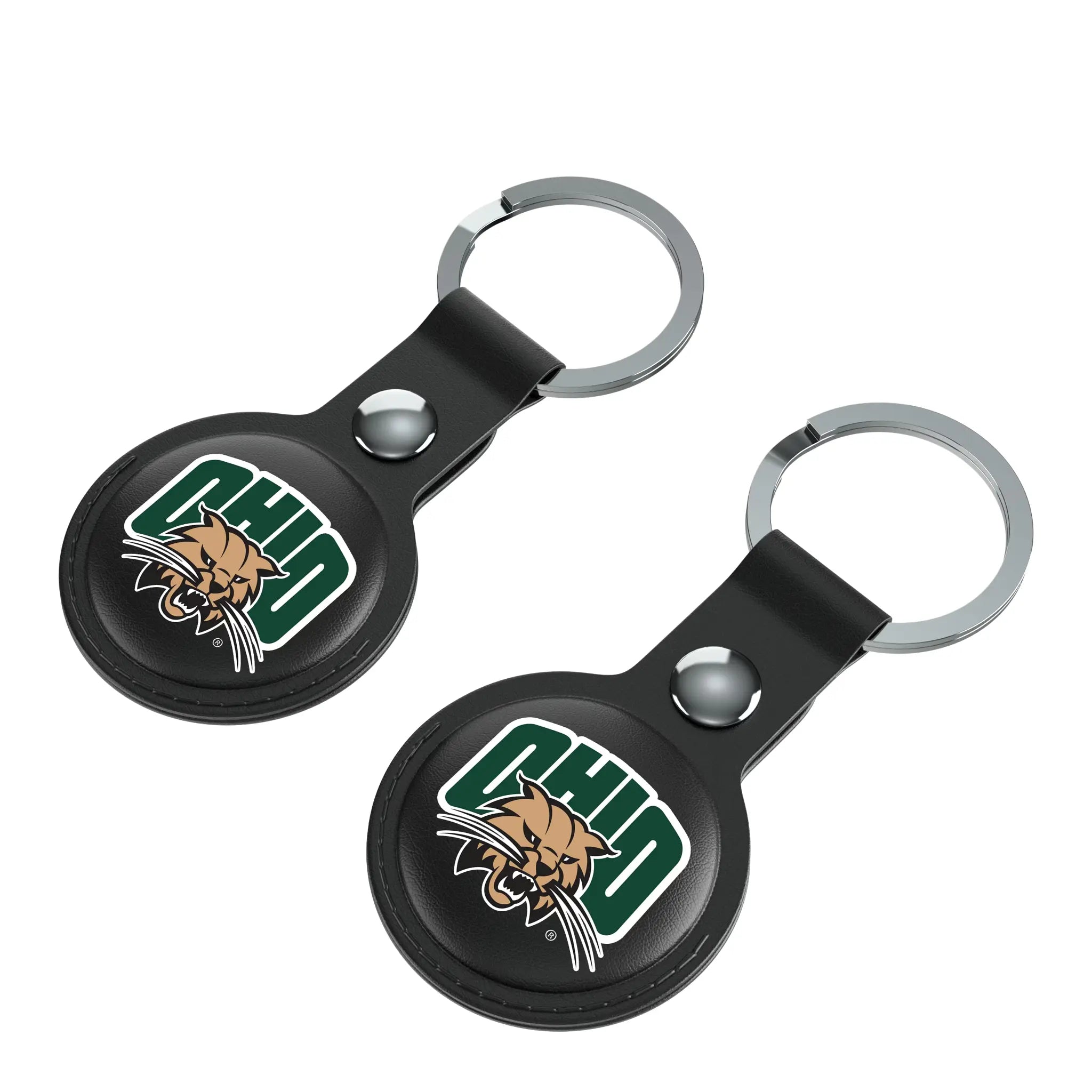 Ohio University Bobcats Insignia AirTag Black Airtag Holder 2-Pack - Isometric View