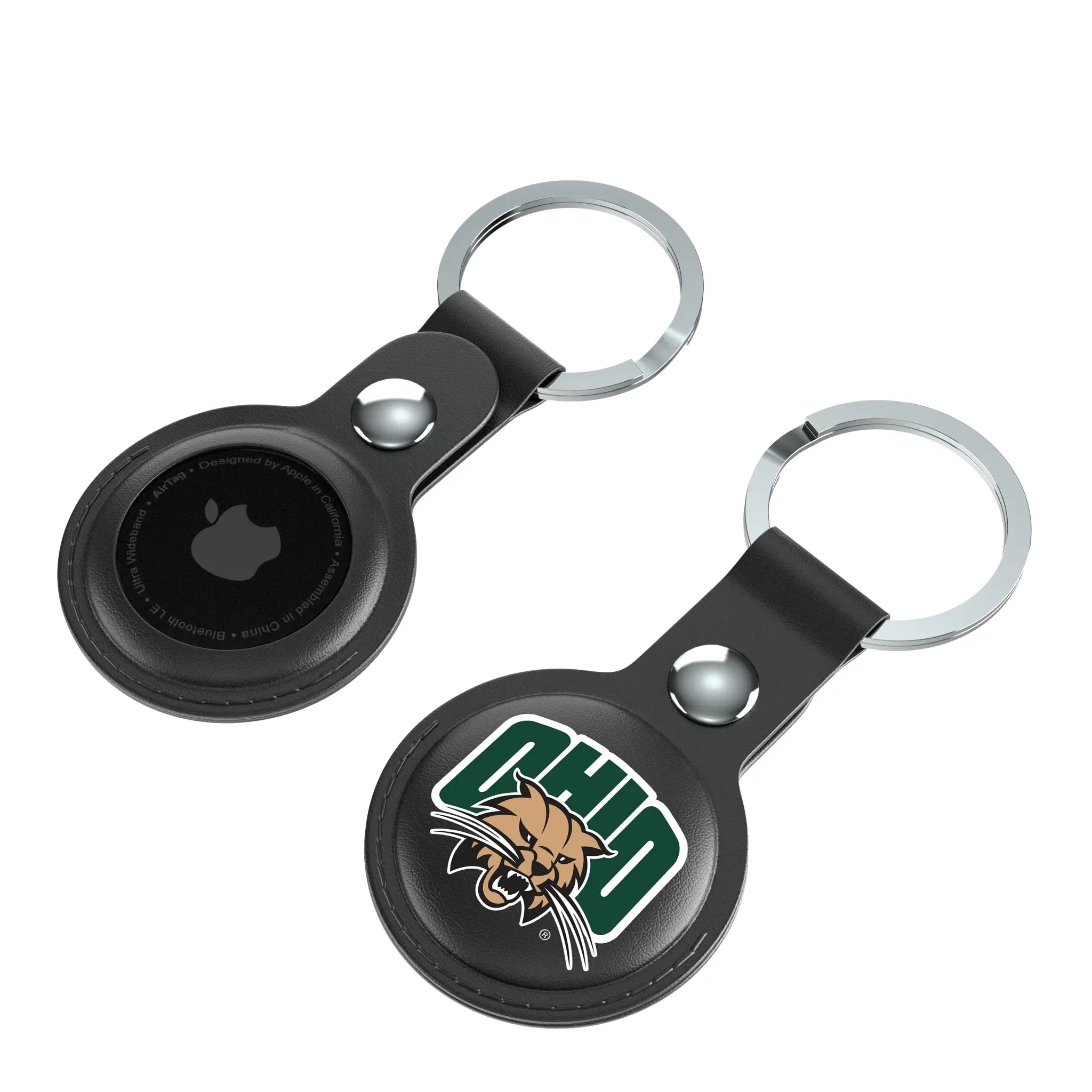 Ohio University Bobcats Insignia AirTag Black Airtag Holder 2-Pack - Isometric View