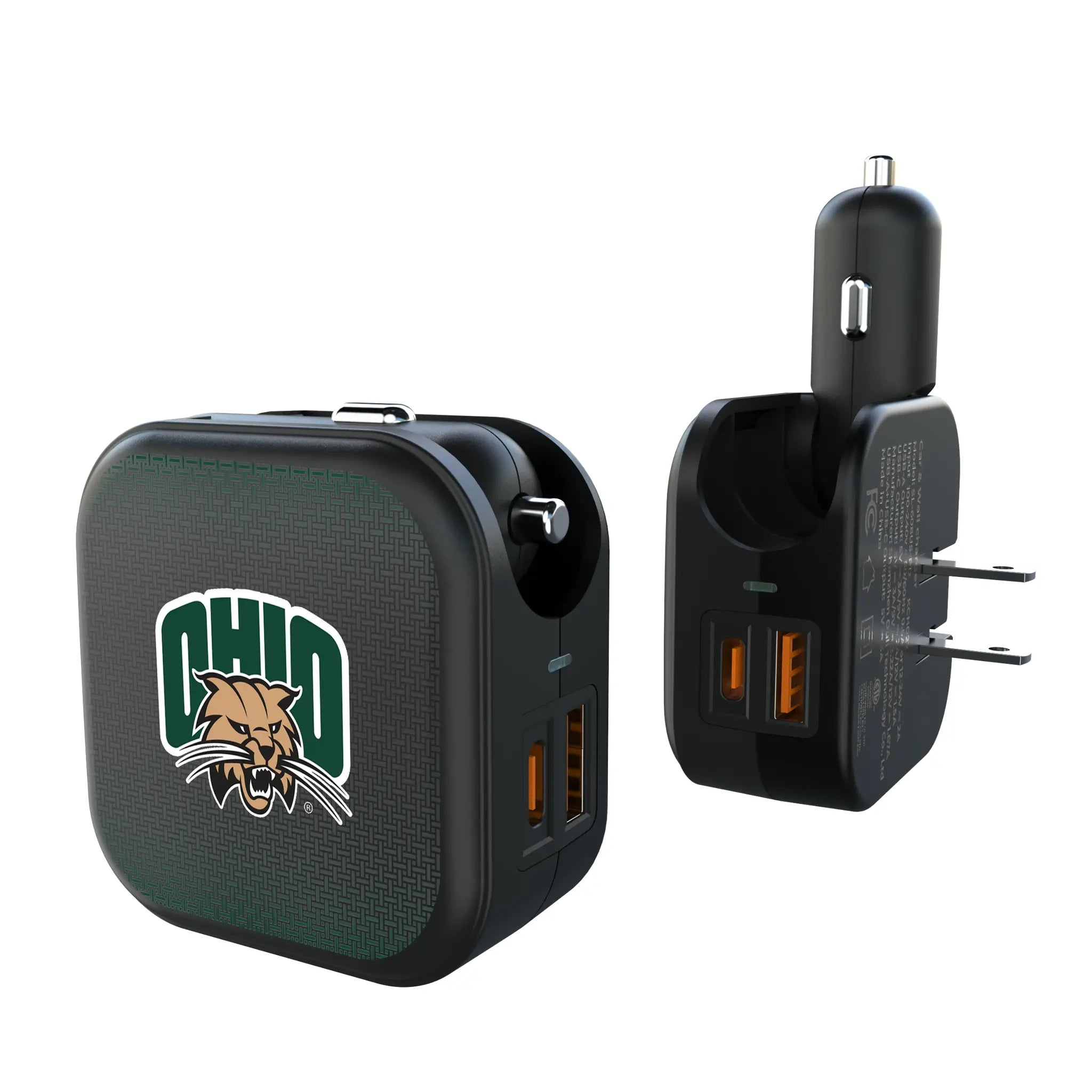 Ohio University Bobcats Linen 2 in 1 USB A/C Charger