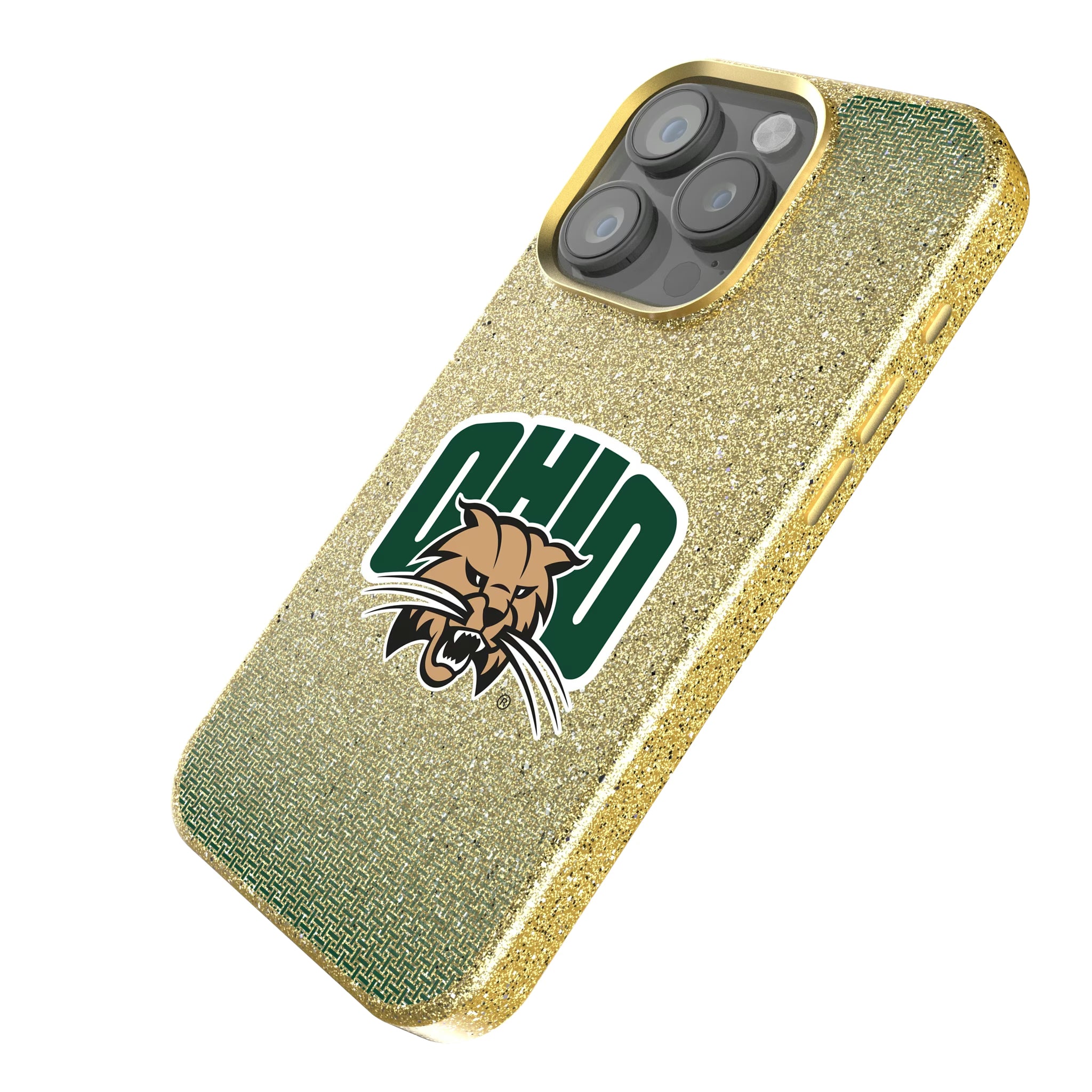 Ohio University Bobcats Linen iPhone Bling Phone Case for Apple iPhone - Isometric View