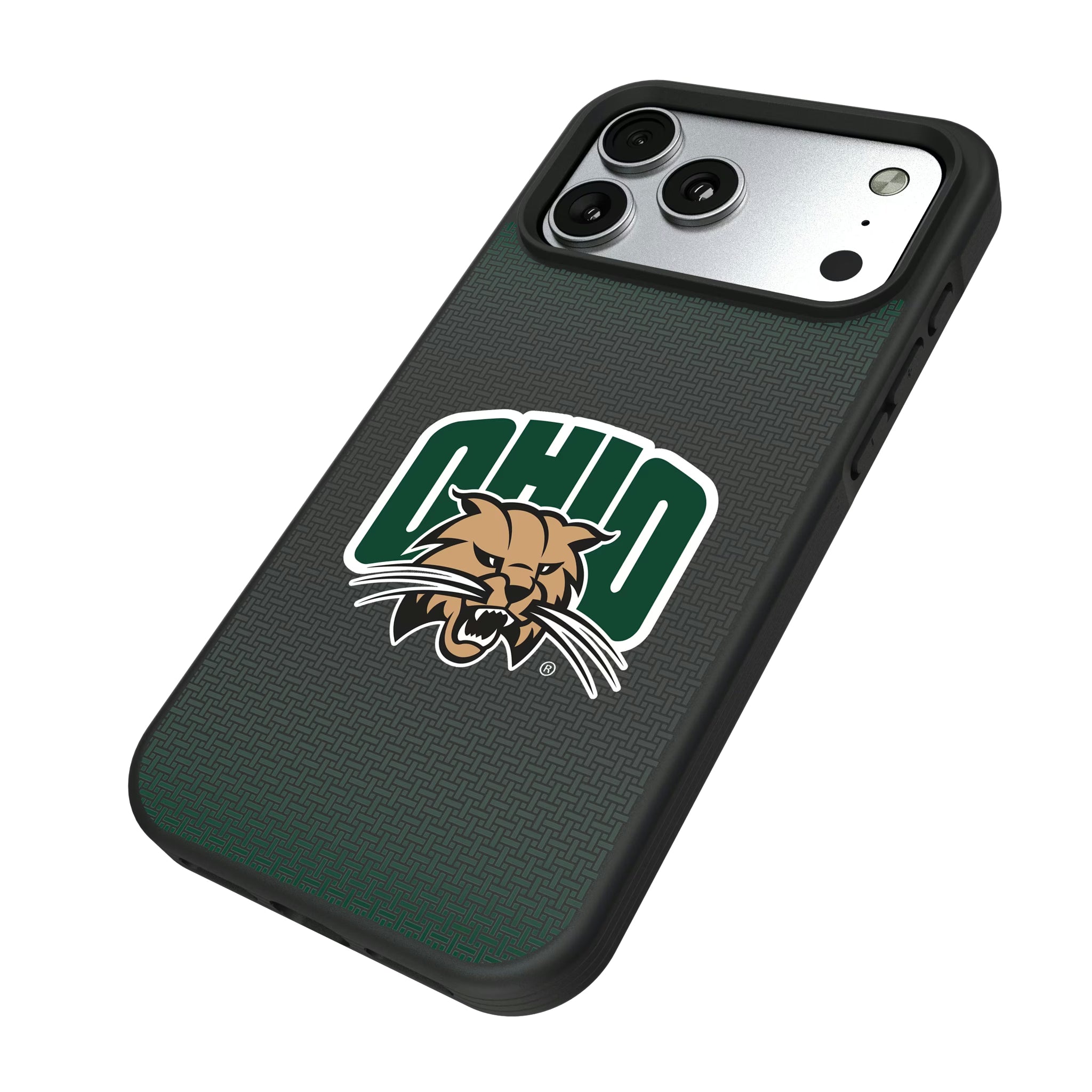 Ohio University Bobcats Linen iPhone Bump Phone Case for Apple iPhone - Isometric View#Device_iPhone 17 Pro Max