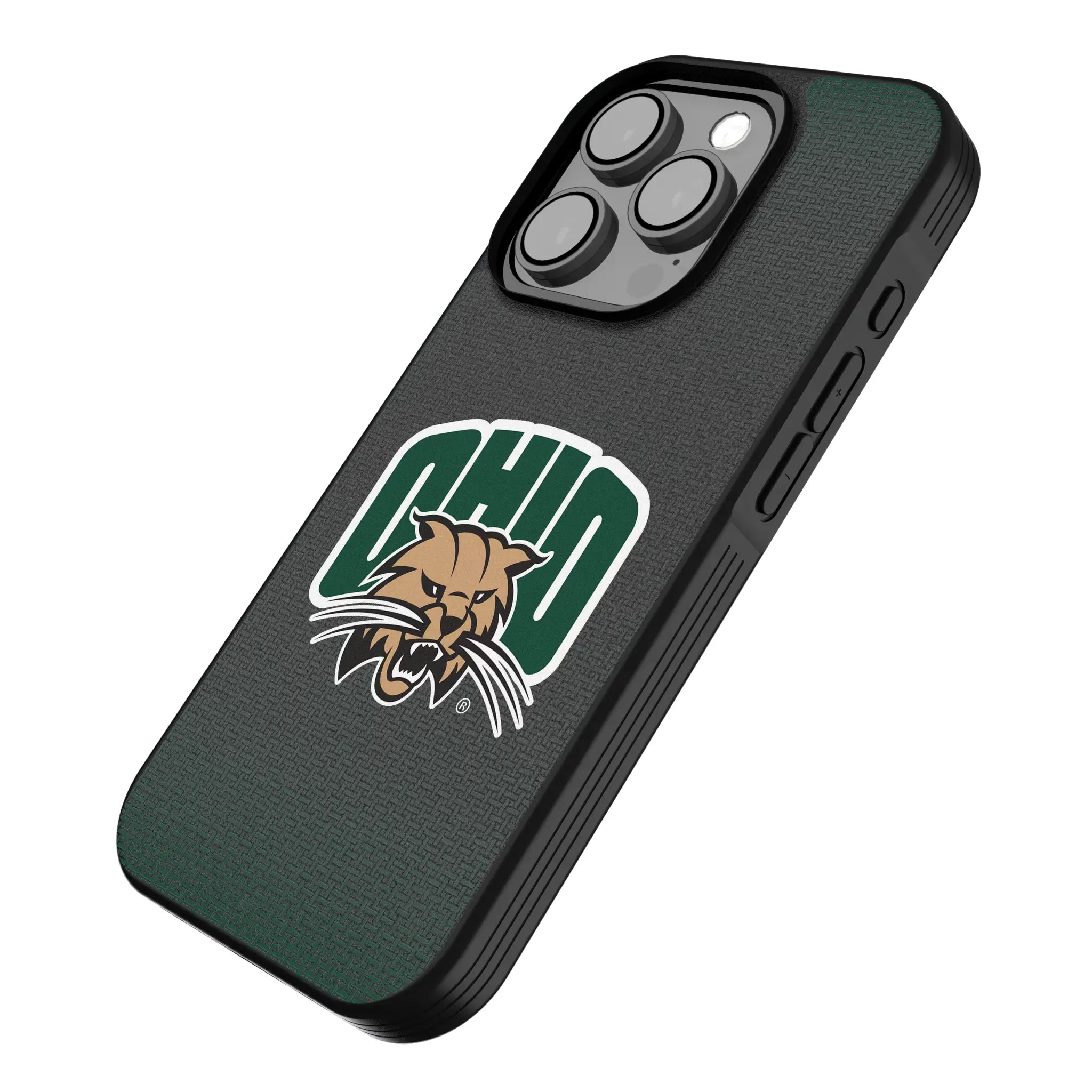 Ohio University Bobcats Linen iPhone Bump Phone Case for Apple iPhone - Isometric View