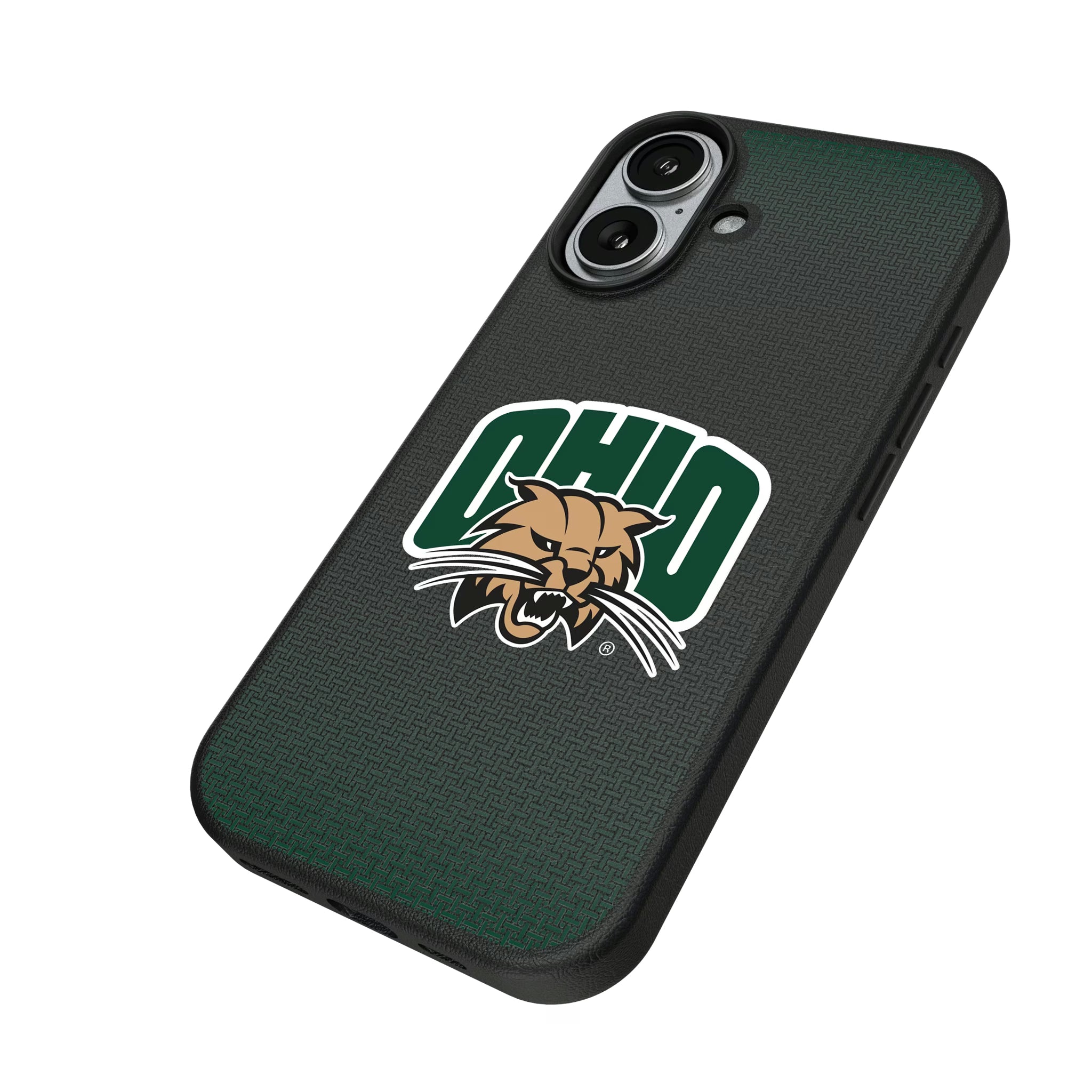 Ohio University Bobcats Linen iPhone MagSafe Compatible Phone Case for Apple iPhone - Isometric View#Device_iPhone 17