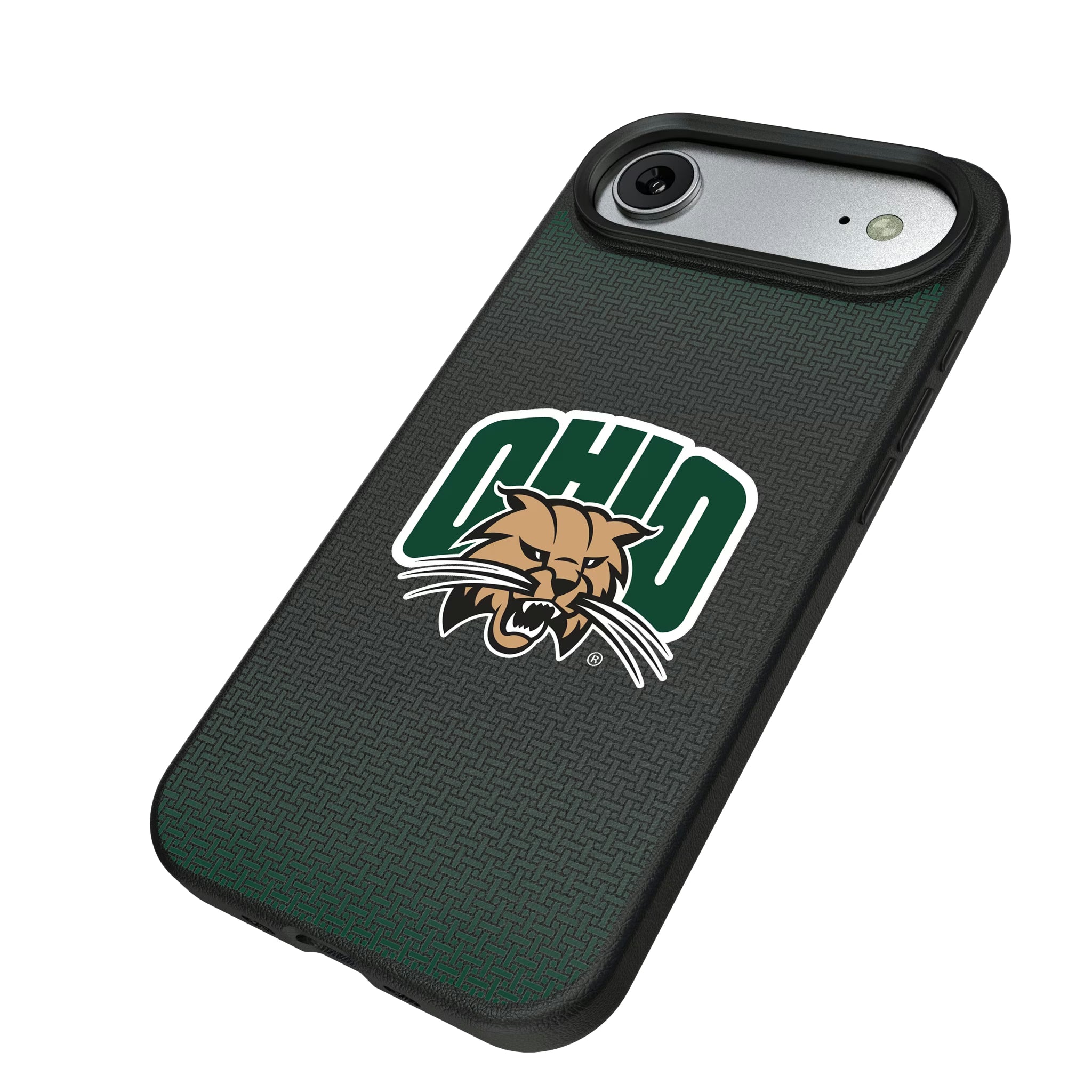 Ohio University Bobcats Linen iPhone MagSafe Compatible Phone Case for Apple iPhone - Isometric View#Device_iPhone Air