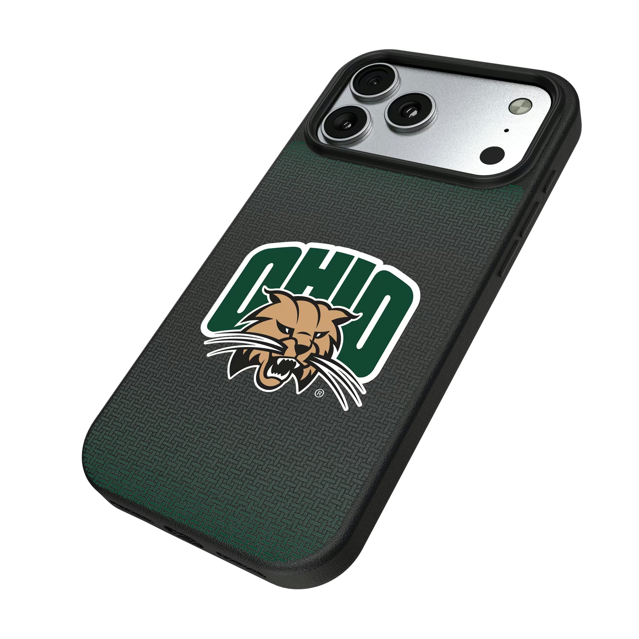 Ohio University Bobcats Linen iPhone MagSafe Compatible Phone Case for Apple iPhone - Isometric View#Device_iPhone 17 Pro Max