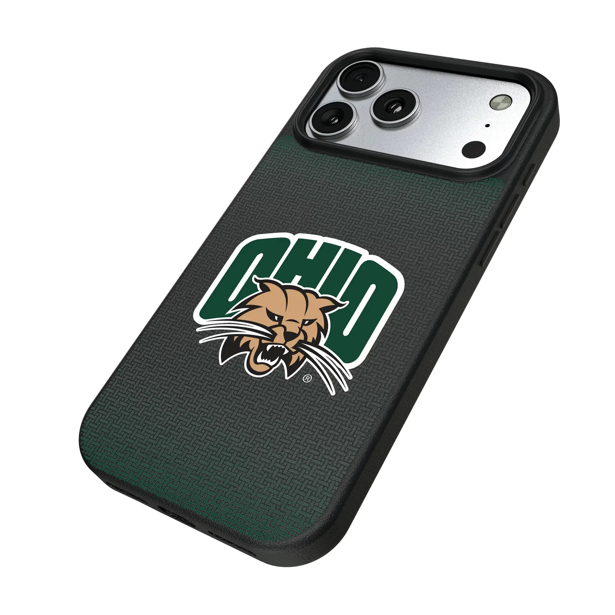 Ohio University Bobcats Linen iPhone MagSafe Compatible Phone Case for Apple iPhone - Isometric View#Device_iPhone 17 Pro Max