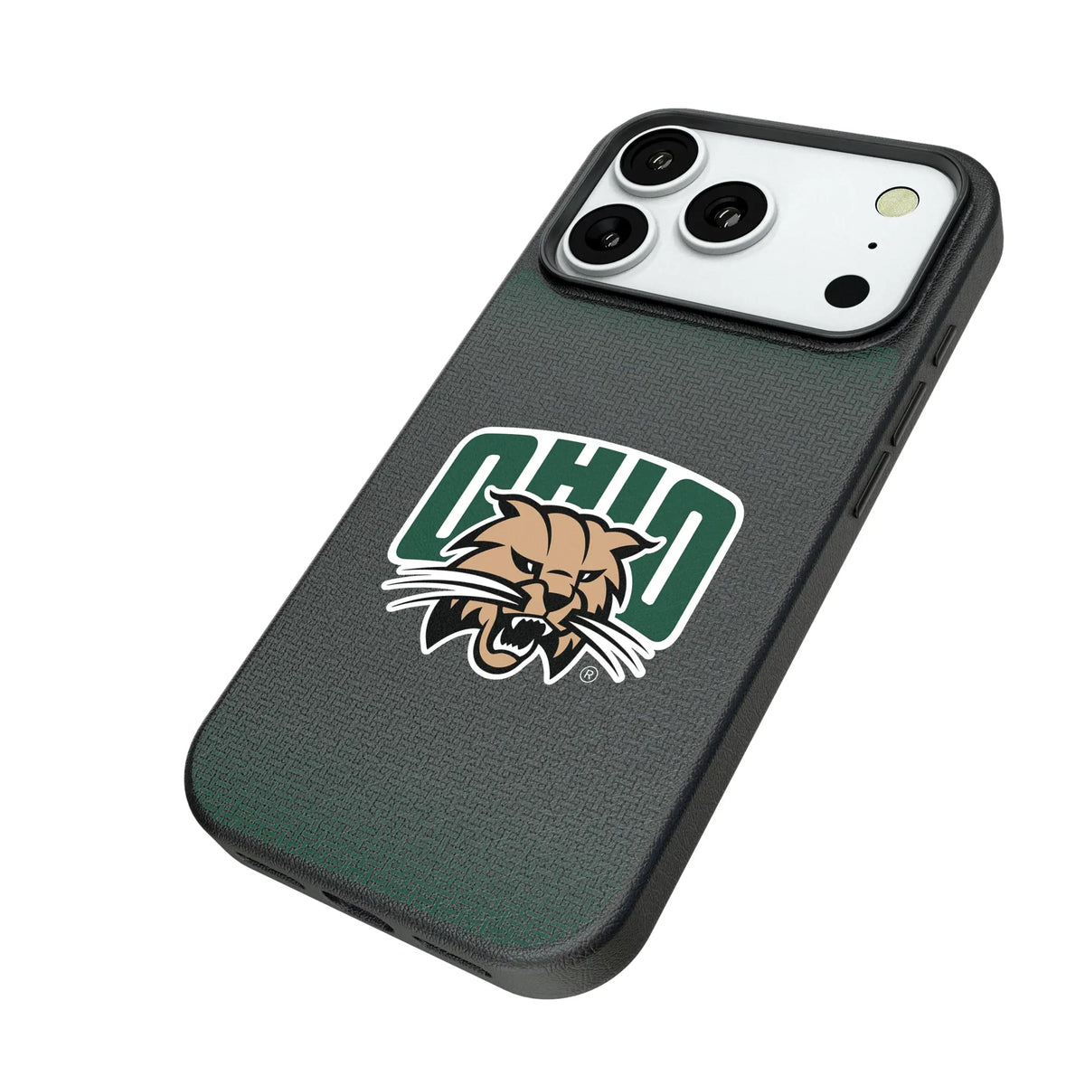 Ohio University Bobcats Linen iPhone MagSafe Compatible Phone Case for Apple iPhone - Isometric View#Device_iPhone 18 Pro