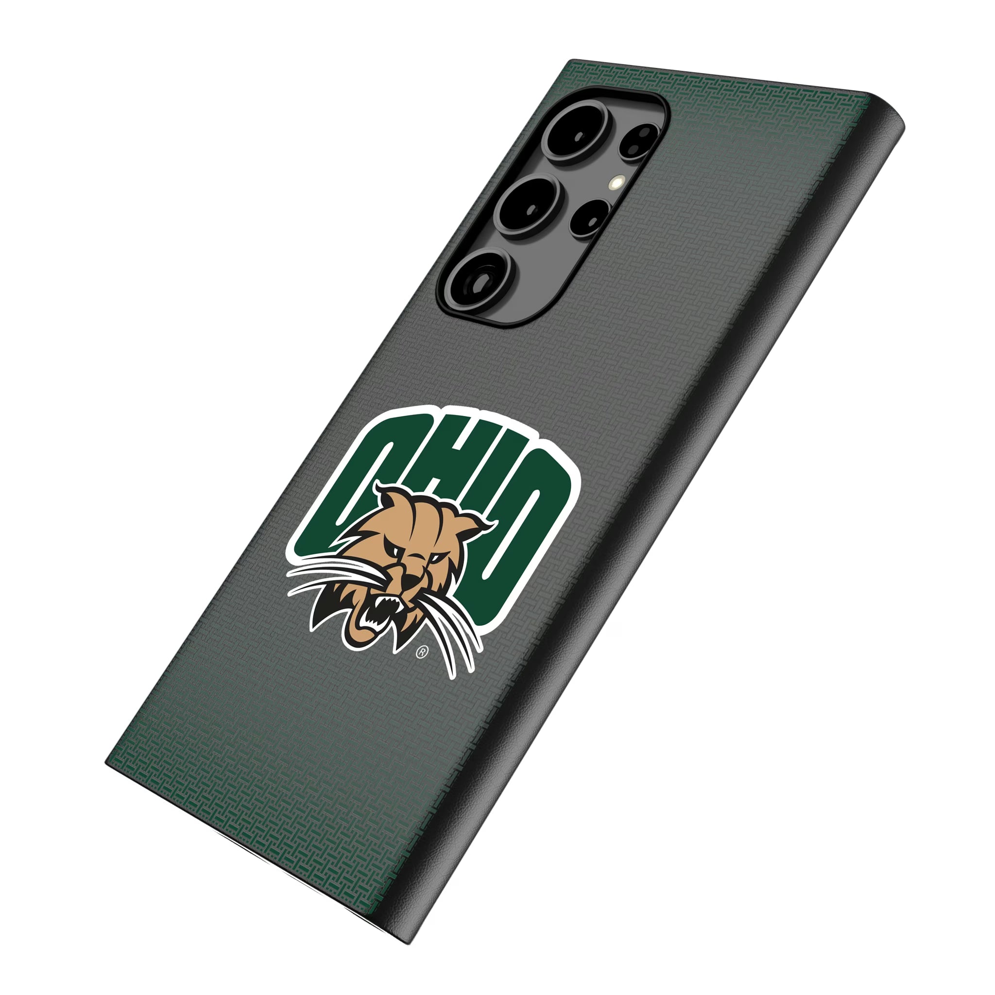 Ohio University Bobcats Linen Galaxy MagSafe Compatible Phone Case for Samsung Galaxy - Isometric View