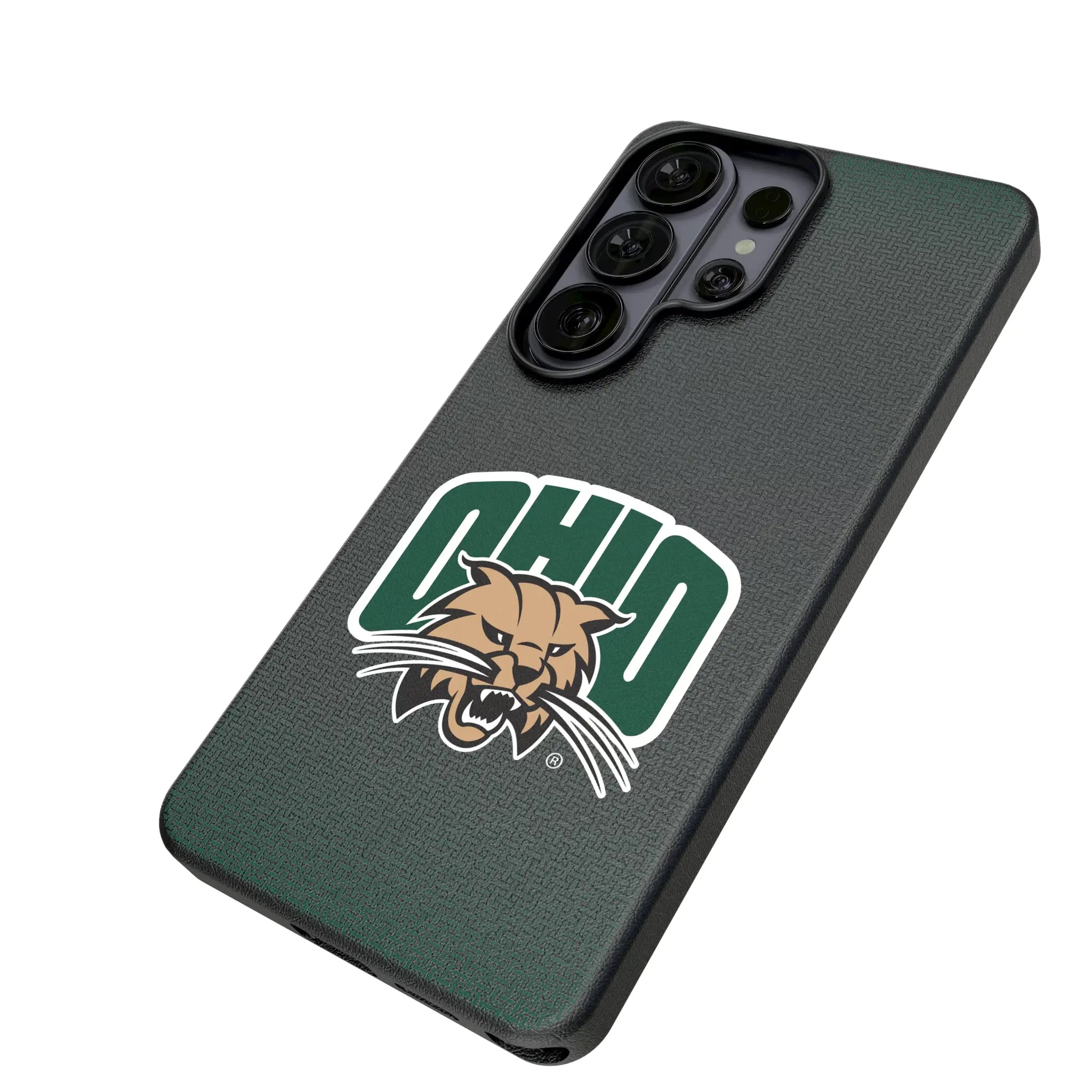 Ohio University Bobcats Linen Galaxy MagSafe Compatible Phone Case for Samsung Galaxy - Isometric View#Device_Galaxy S26 Ultra